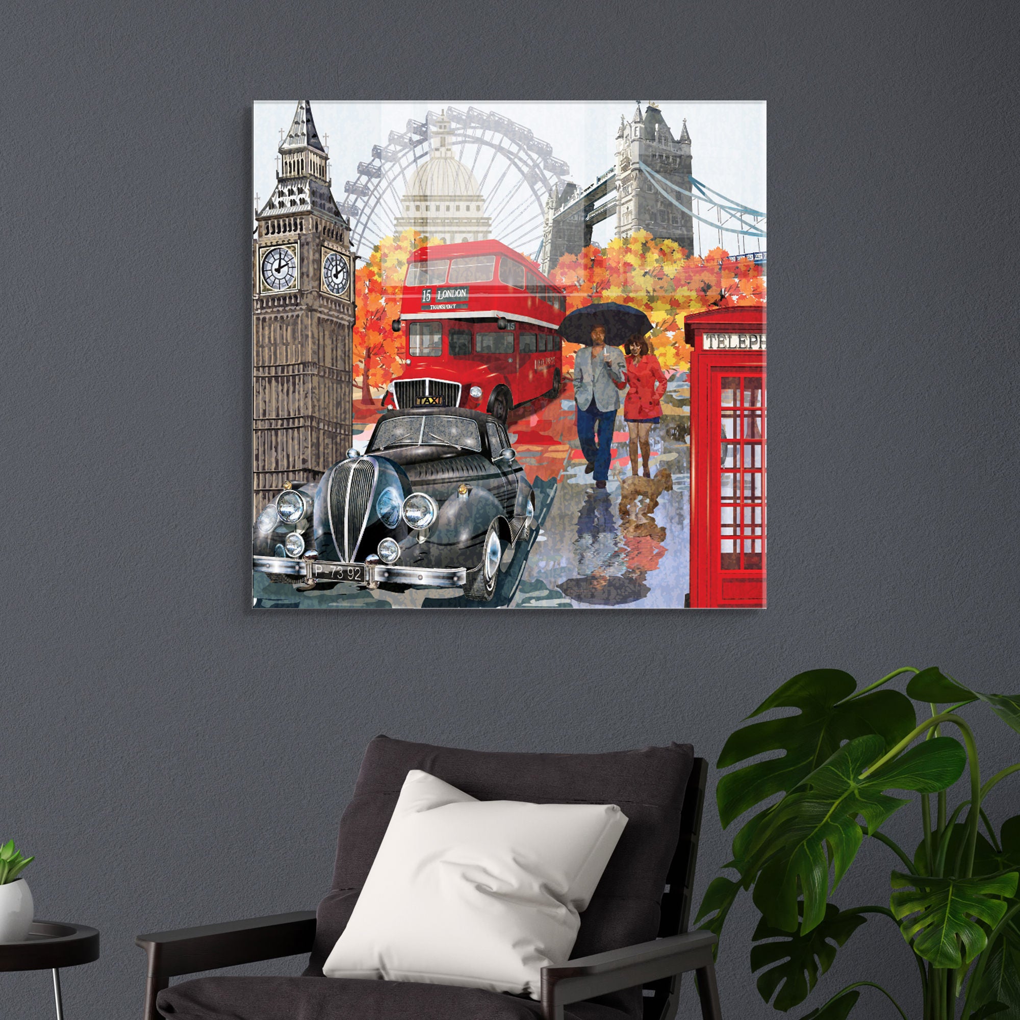 Quadro Decorativo em Vidro Temperado Multicolor 60x60cm - Arte Moderna para Transformar o Seu Espaço