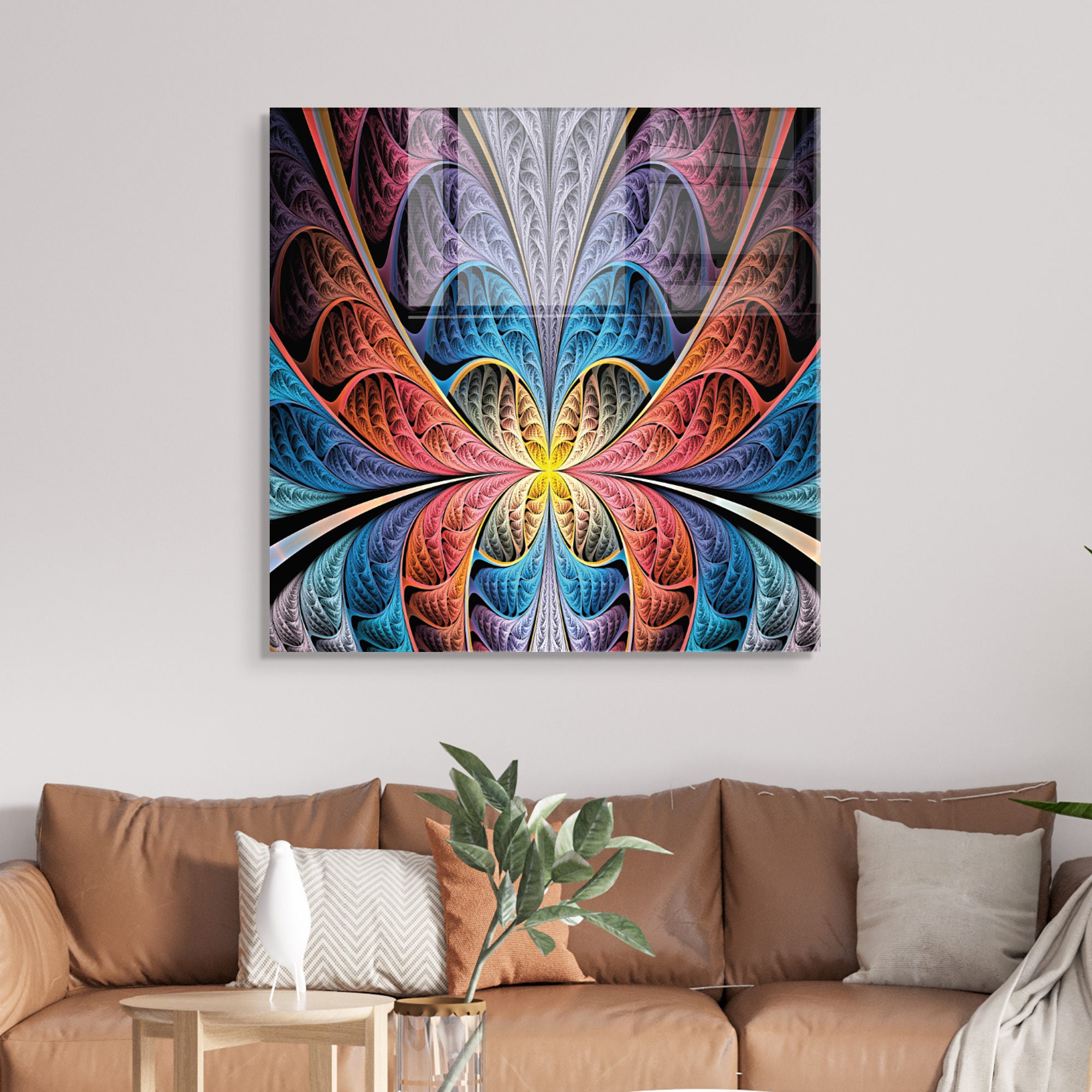 Quadro Decorativo em Vidro Temperado Multicolor 60x60cm - Arte Moderna para Transformar o Seu Espaço