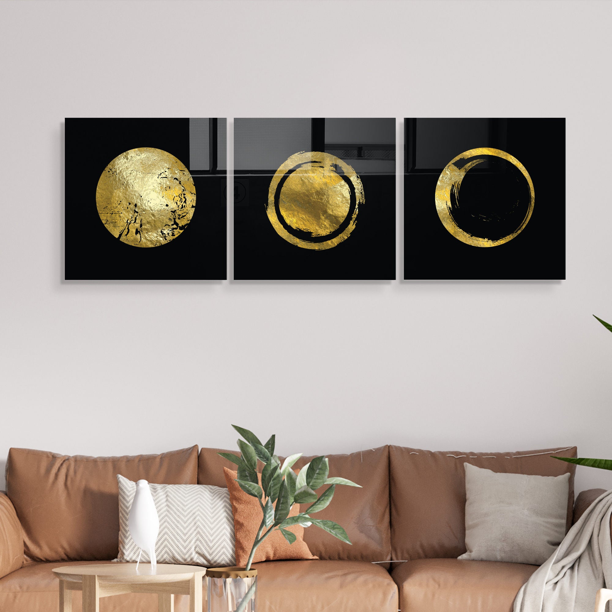 Conjunto de 3 Quadros Decorativos em Vidro Temperado Multicolor - 40x40cm - Arte Moderna para Decoração de Interiores