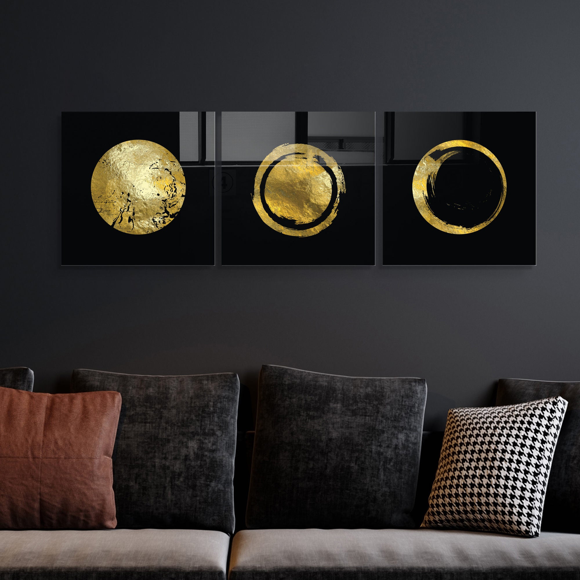 Conjunto de 3 Quadros Decorativos em Vidro Temperado Multicolor - 40x40cm - Arte Moderna para Decoração de Interiores