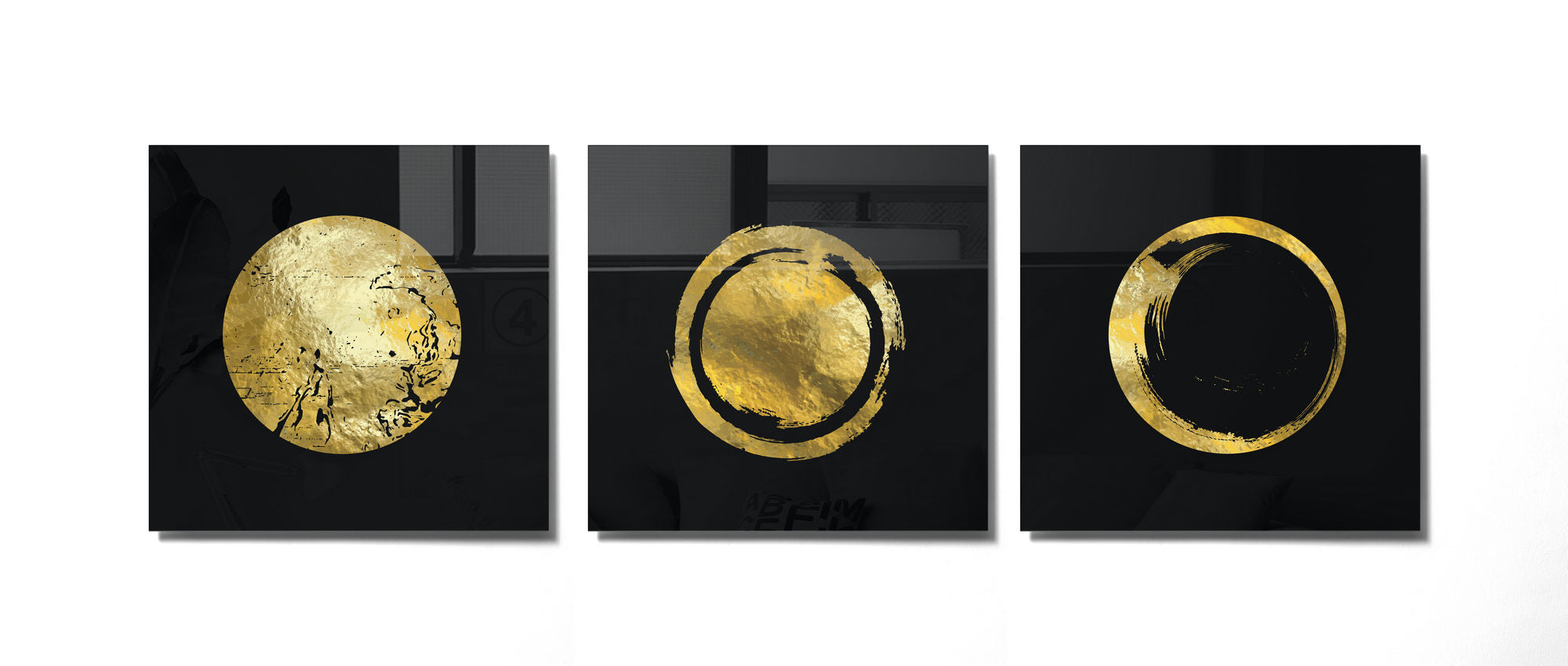 Conjunto de 3 Quadros Decorativos em Vidro Temperado Multicolor - 40x40cm - Arte Moderna para Decoração de Interiores