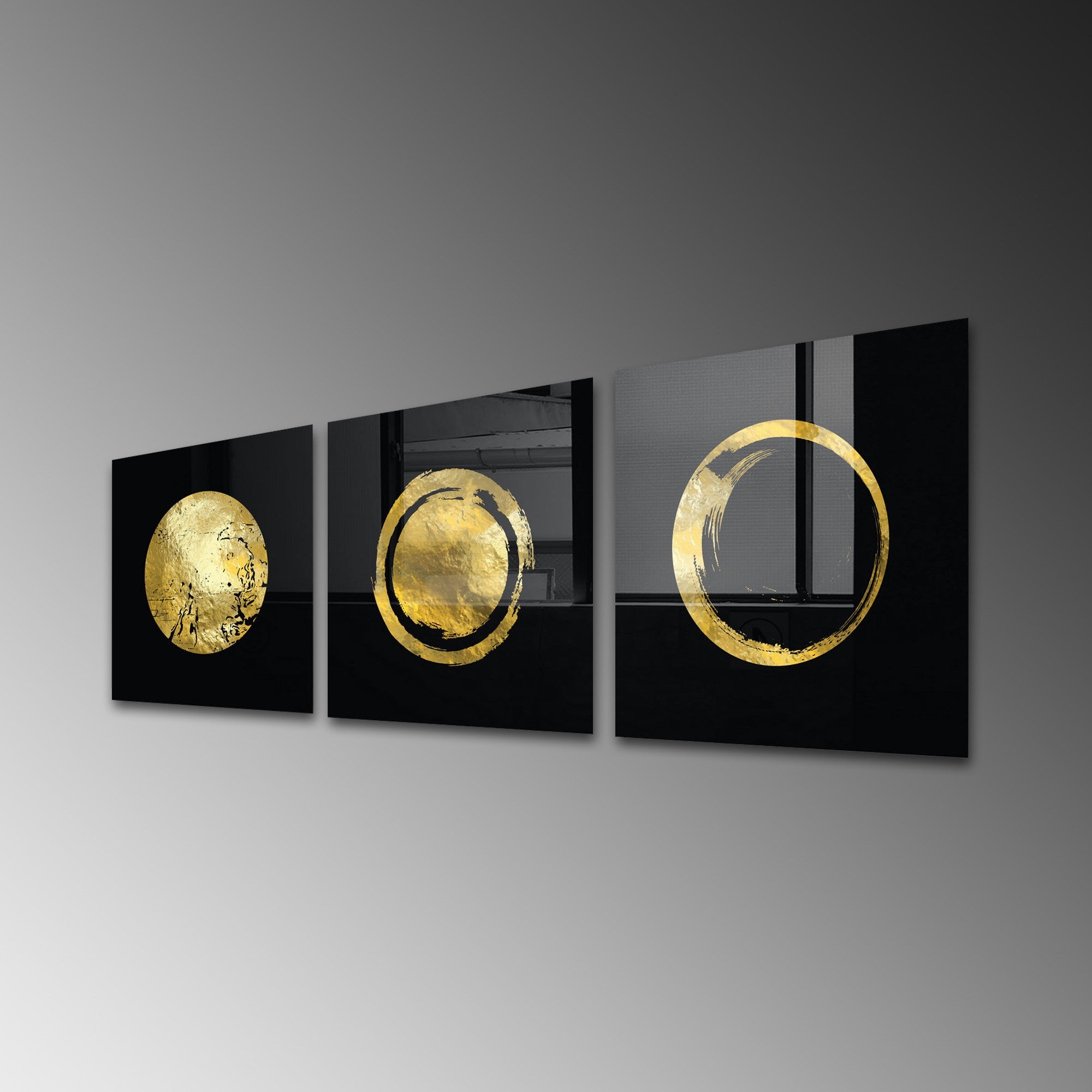 Conjunto de 3 Quadros Decorativos em Vidro Temperado Multicolor - 40x40cm - Arte Moderna para Decoração de Interiores