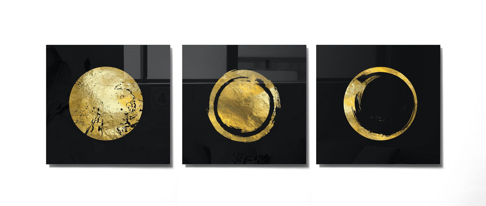 Conjunto de 3 Quadros Decorativos em Vidro Temperado Multicolor - 60x60cm cada