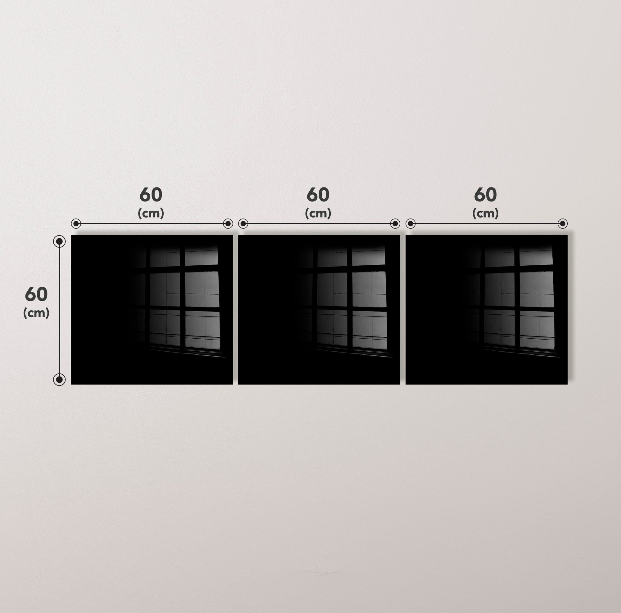 Conjunto de 3 Quadros Decorativos em Vidro Temperado Multicolor - 60x60cm cada