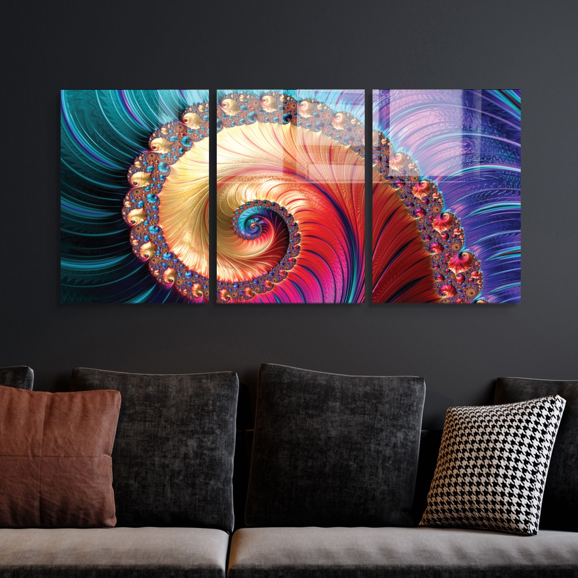 Conjunto de 3 Quadros Decorativos em Vidro Temperado Multicolor - 30x45cm - Arte Moderna para Decoração de Interiores
