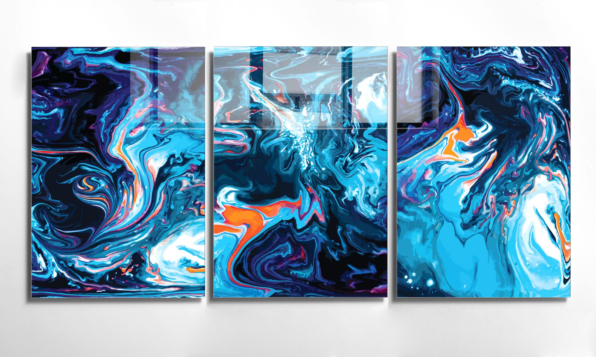 Conjunto de 3 Quadros Decorativos em Vidro Temperado Multicolor - 70x100cm - Arte Moderna para Transformar o Seu Espaço