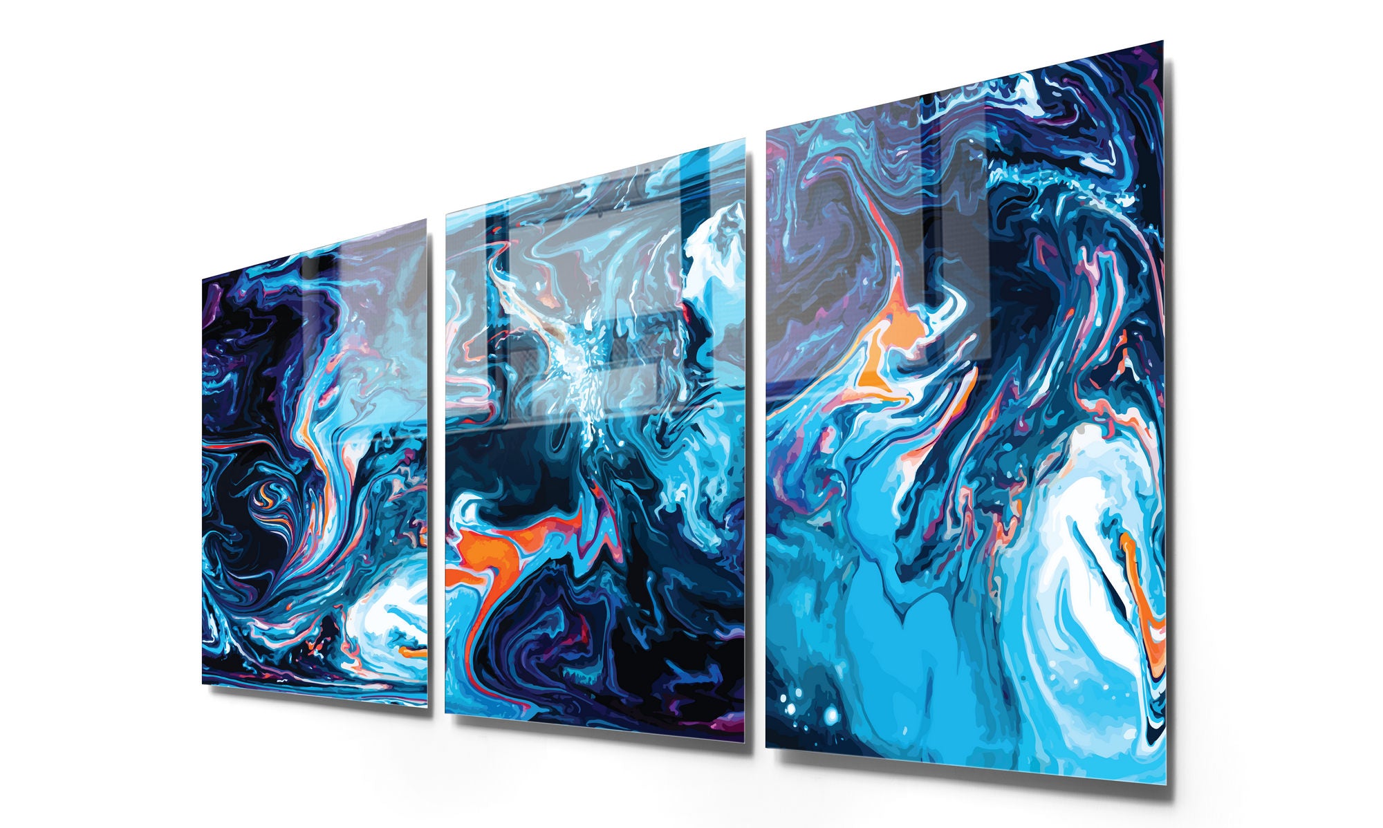 Conjunto de 3 Quadros Decorativos em Vidro Temperado Multicolor - 70x100cm - Arte Moderna para Transformar o Seu Espaço