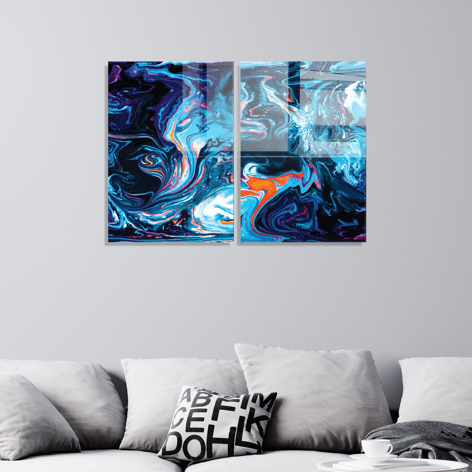 Conjunto de 2 Quadros Decorativos em Vidro Temperado Multicolor 45x65cm - Arte Moderna para Decoração de Interiores