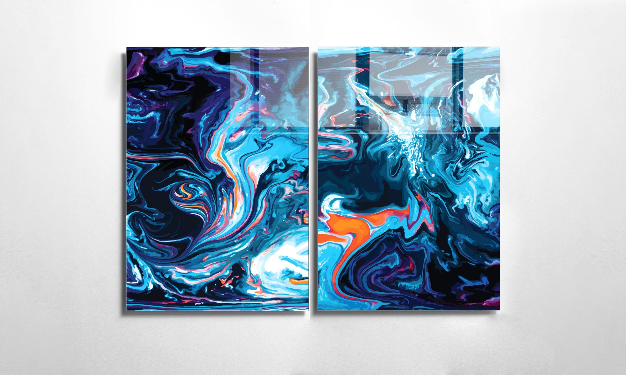 Conjunto de 2 Quadros Decorativos em Vidro Temperado Multicolor 45x65cm - Arte Moderna para Decoração de Interiores