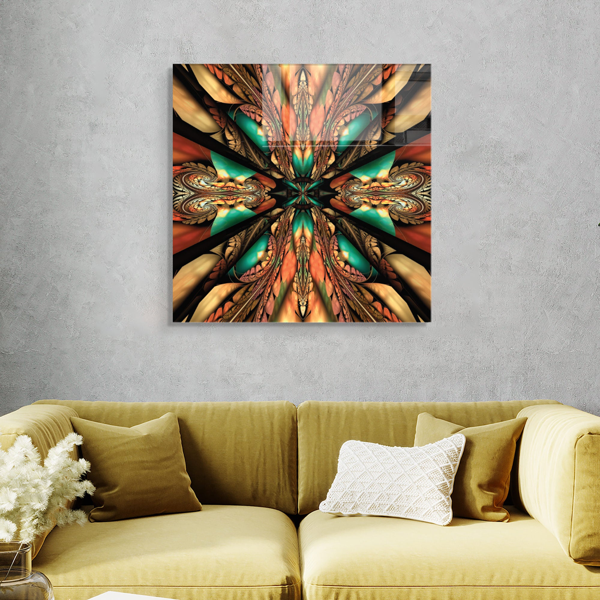 Quadro Decorativo em Vidro Temperado Multicolor 60x60cm - Arte Moderna para Transformar o Seu Espaço