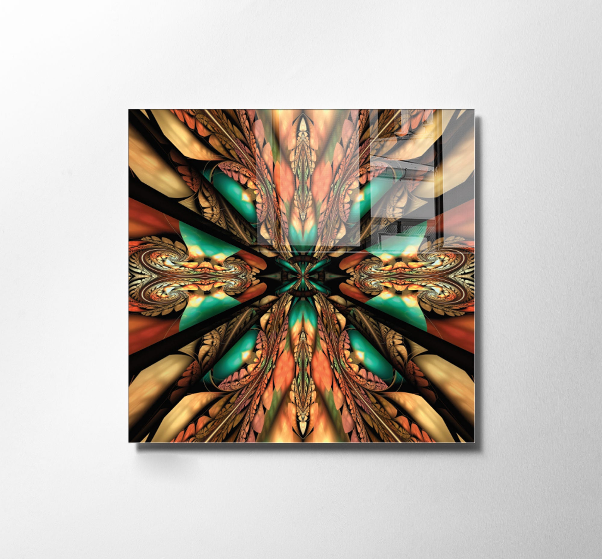 Quadro Decorativo em Vidro Temperado Multicolor 60x60cm - Arte Moderna para Transformar o Seu Espaço