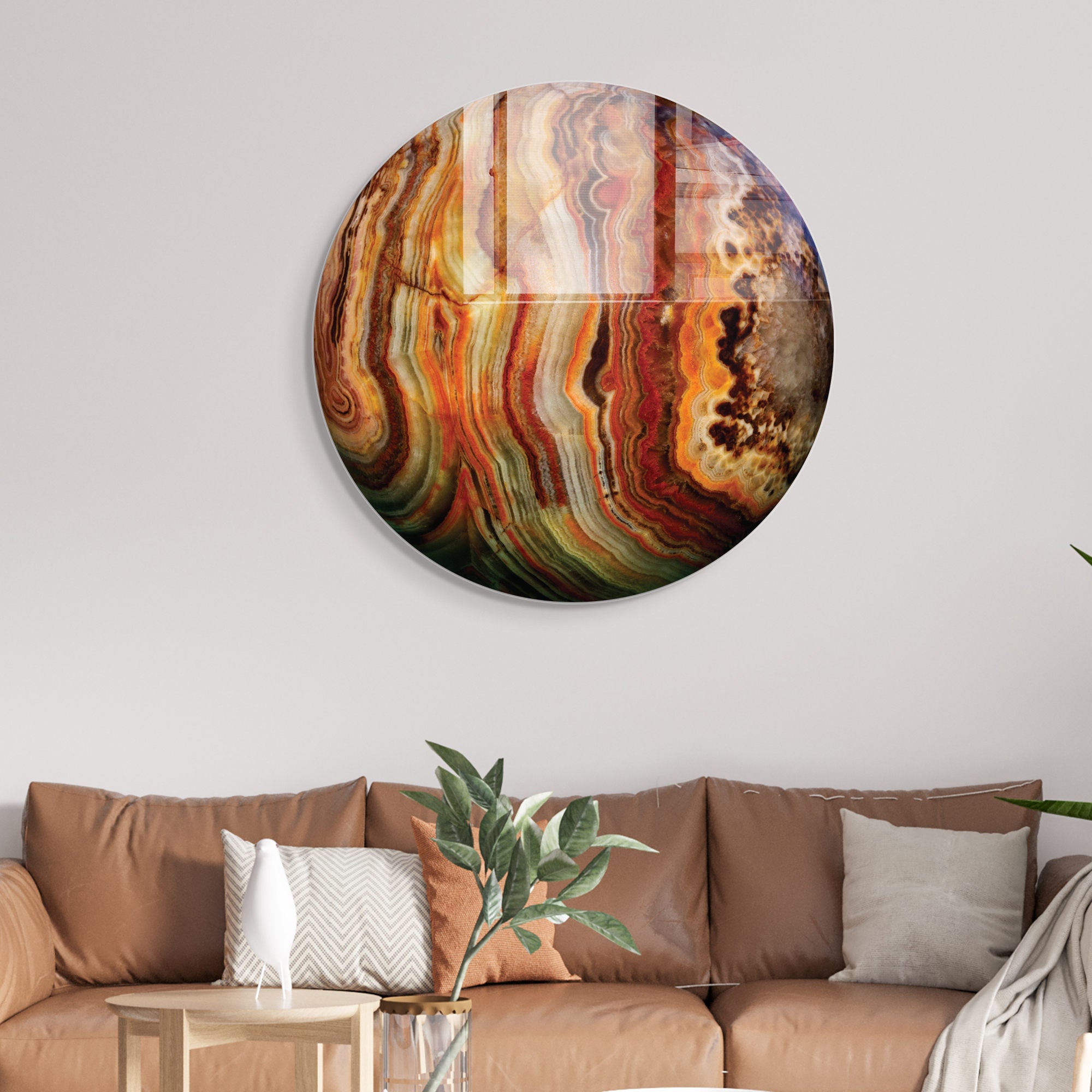 Pintura Decorativa em Vidro Temperado Multicolor - 60cm de Diâmetro, Espessura 4mm