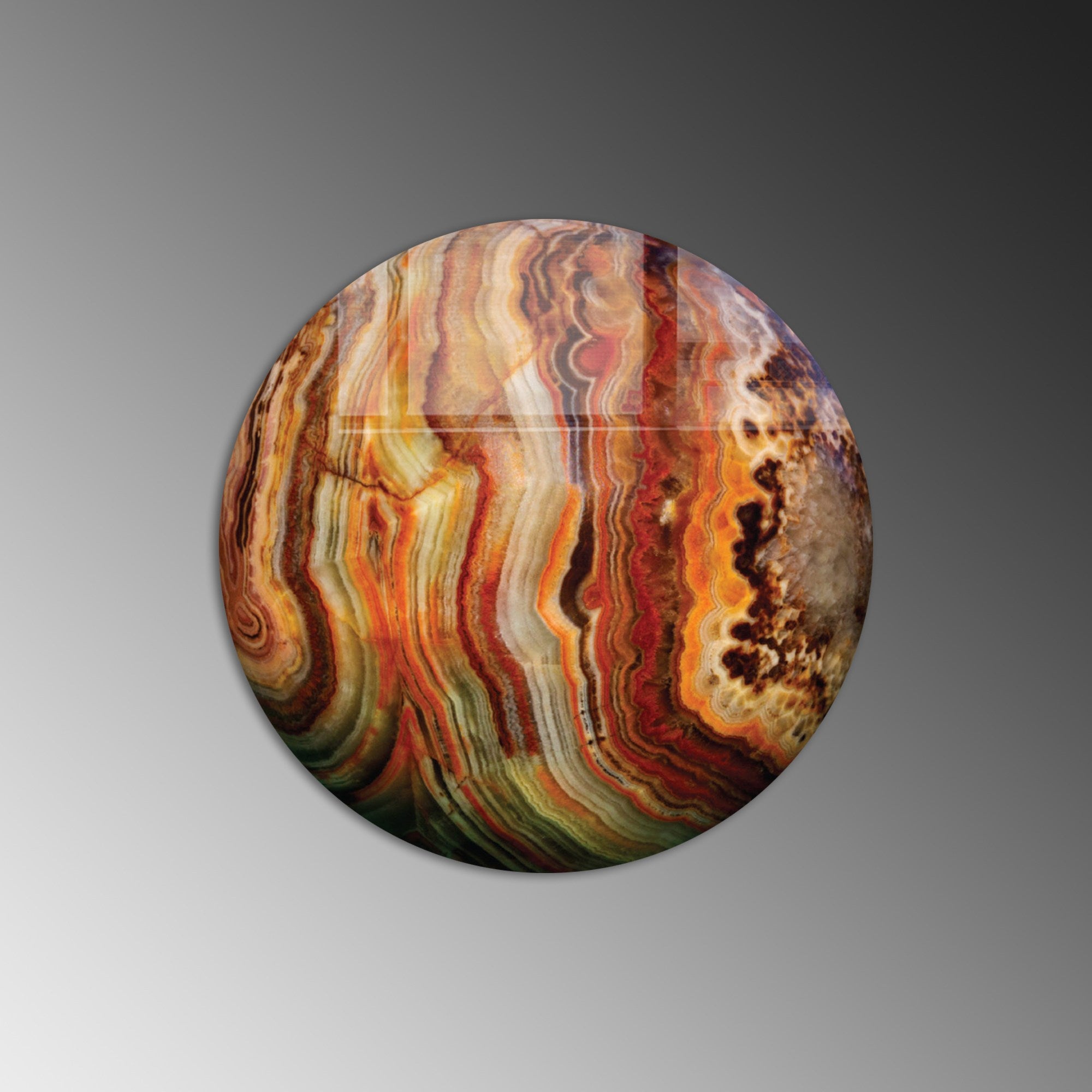 Pintura Decorativa em Vidro Temperado Multicolor - 60cm de Diâmetro, Espessura 4mm