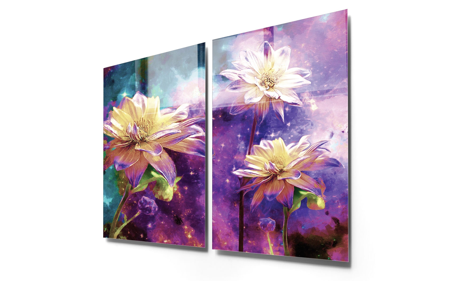 Conjunto de 2 Quadros Decorativos em Vidro Temperado Multicolor 70x100cm - Arte Moderna para Decoração de Interiores