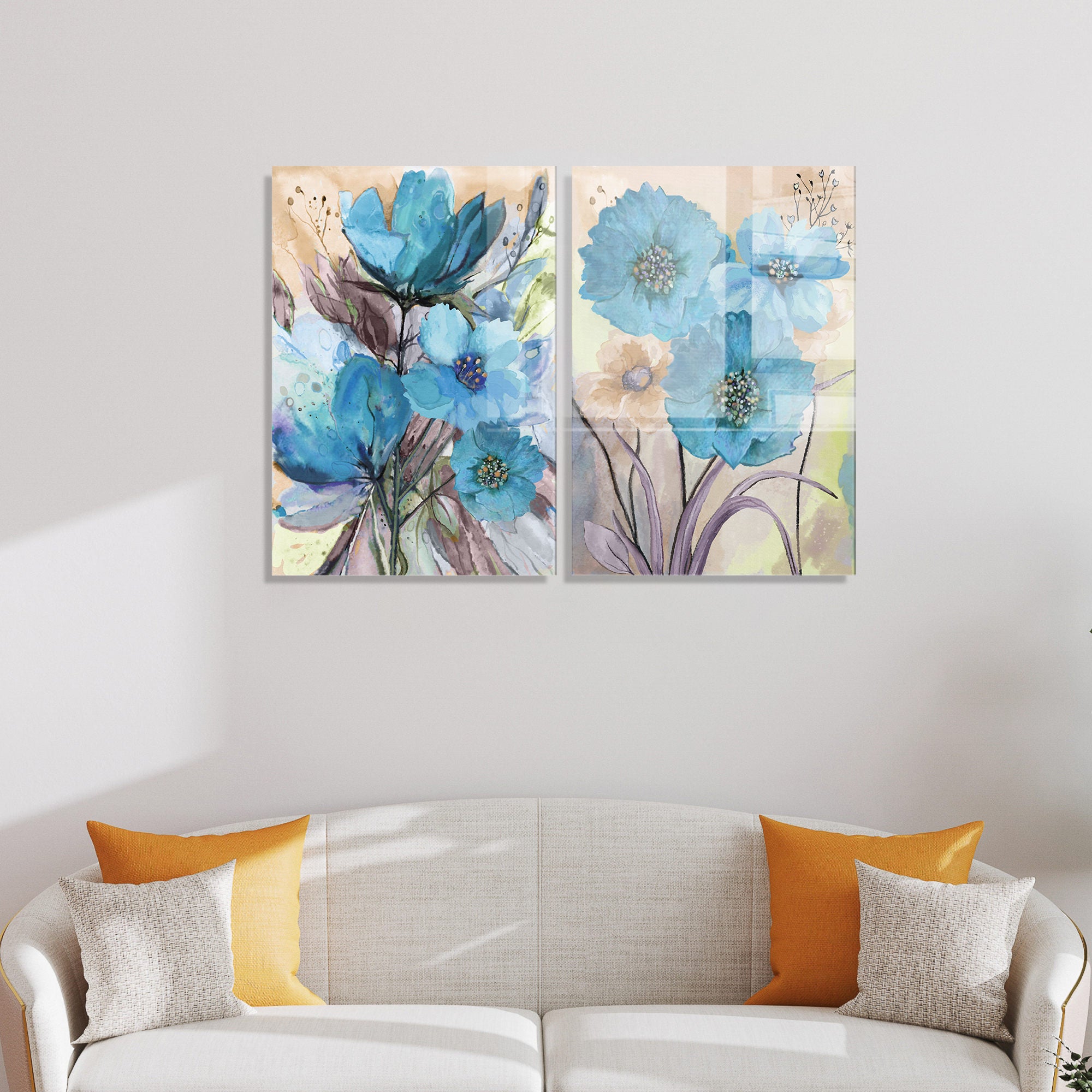 Conjunto de 2 Quadros Decorativos em Vidro Temperado Multicolor 70x100cm - Arte Moderna para Decoração de Interiores