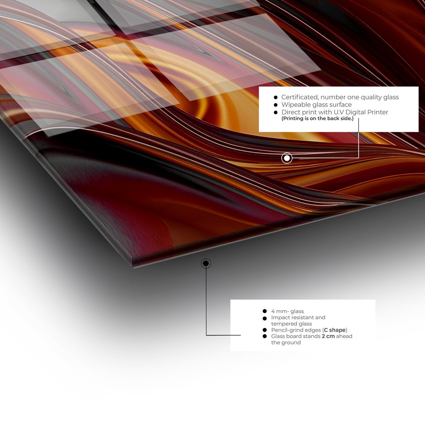 Quadro Decorativo em Vidro Temperado Multicolor 70x100cm - Arte Moderna para Transformar o Seu Espaço