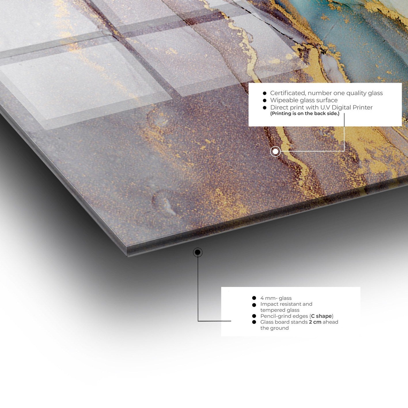 Quadro Decorativo em Vidro Temperado Multicolor 70x100cm - Arte Moderna para Transformar o Seu Espaço