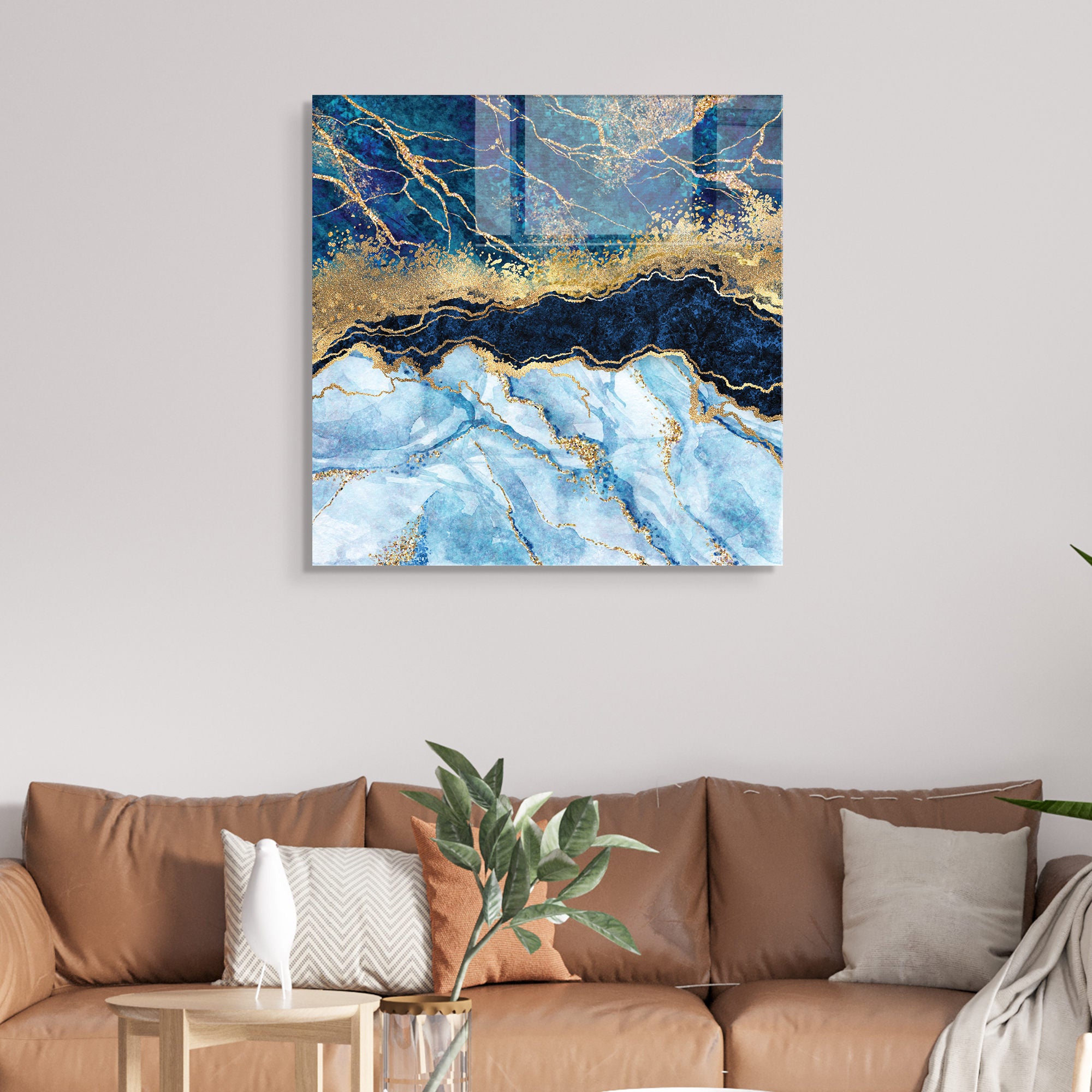 Pintura Decorativa em Vidro Temperado Multicolor 40x40cm - Arte Moderna para Decoração de Interiores