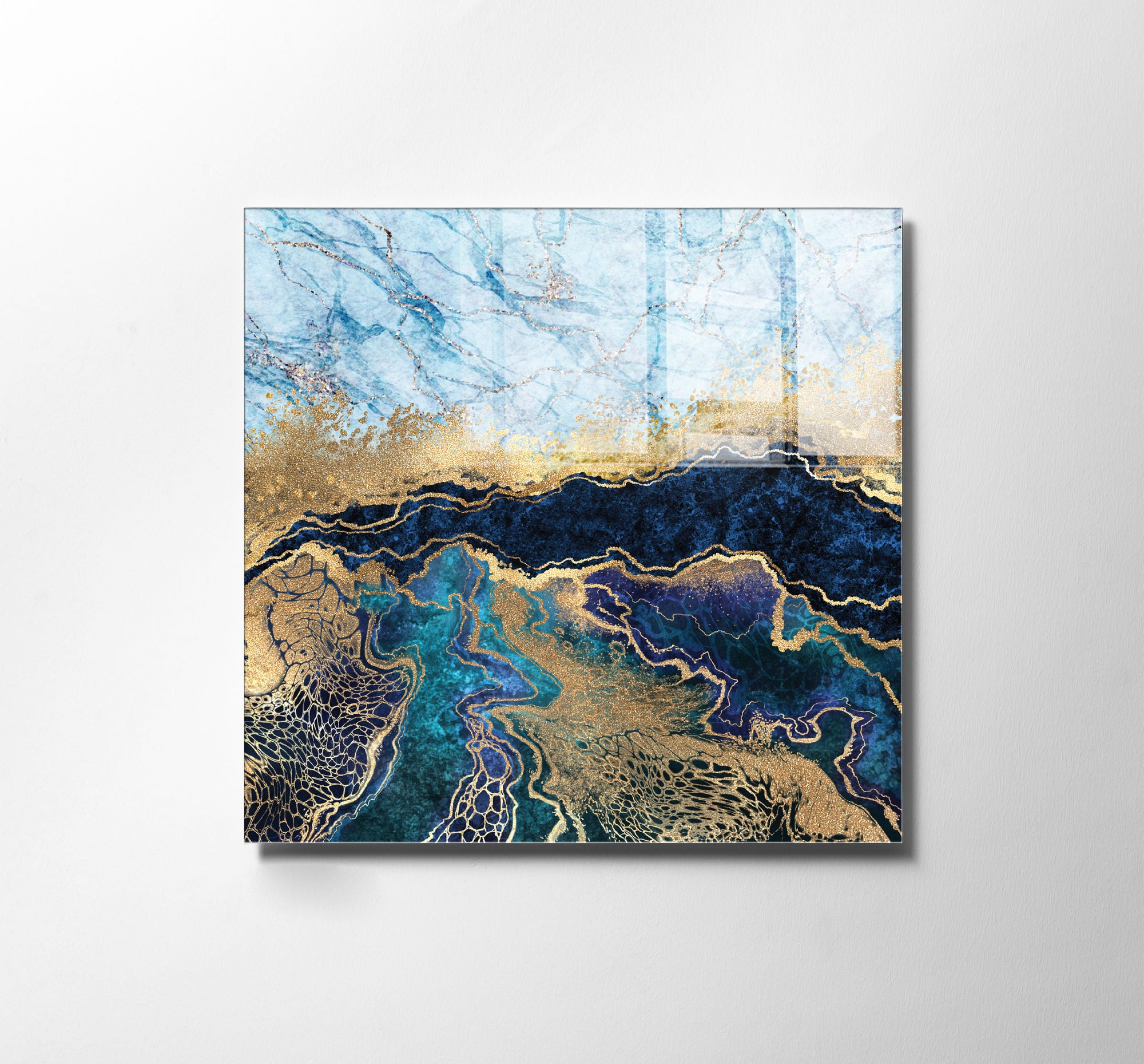 Pintura Decorativa em Vidro Temperado Multicolor 40x40cm - Arte Moderna para Decoração de Interiores