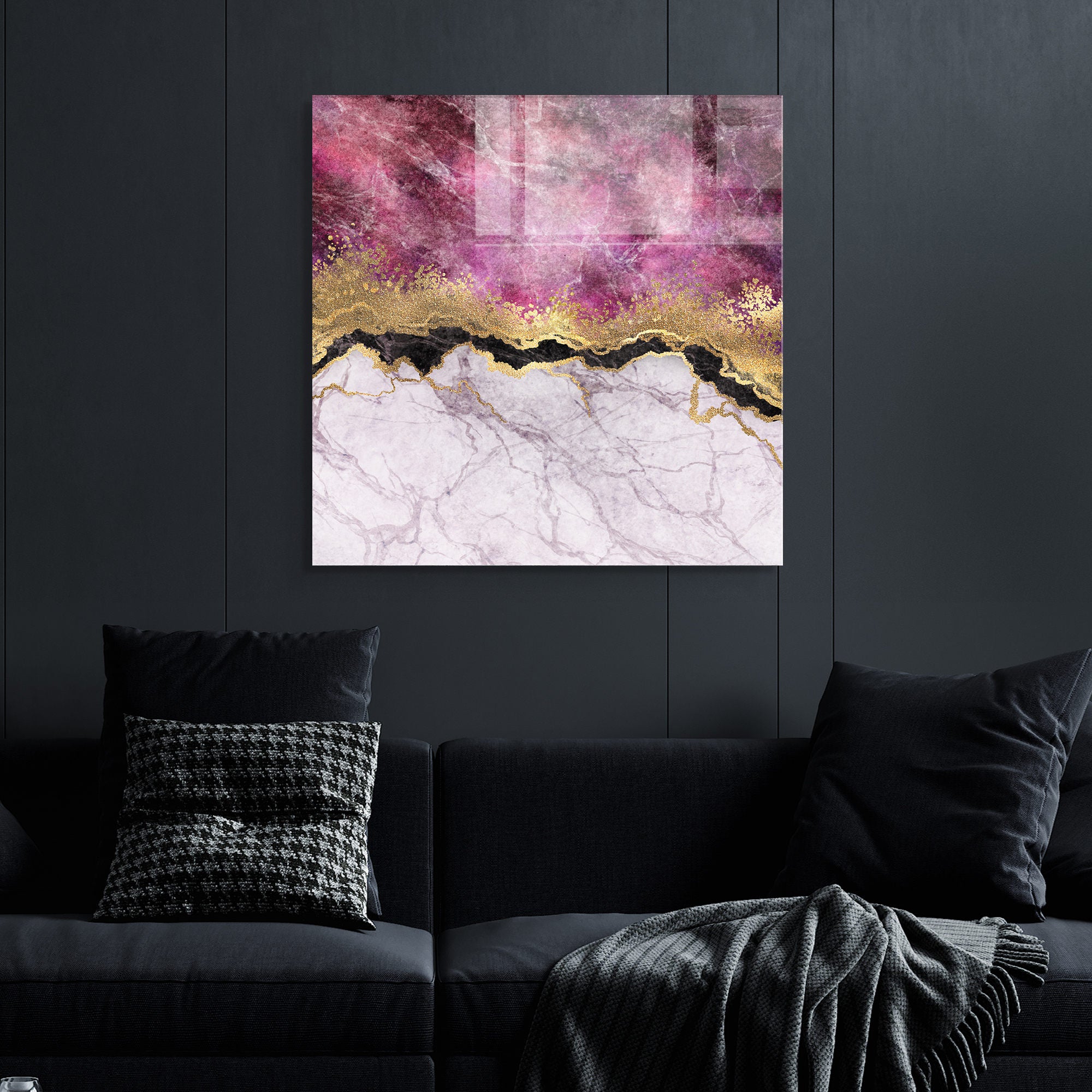 Pintura Decorativa em Vidro Temperado Multicolor 40x40cm - Arte Moderna para Decoração de Interiores