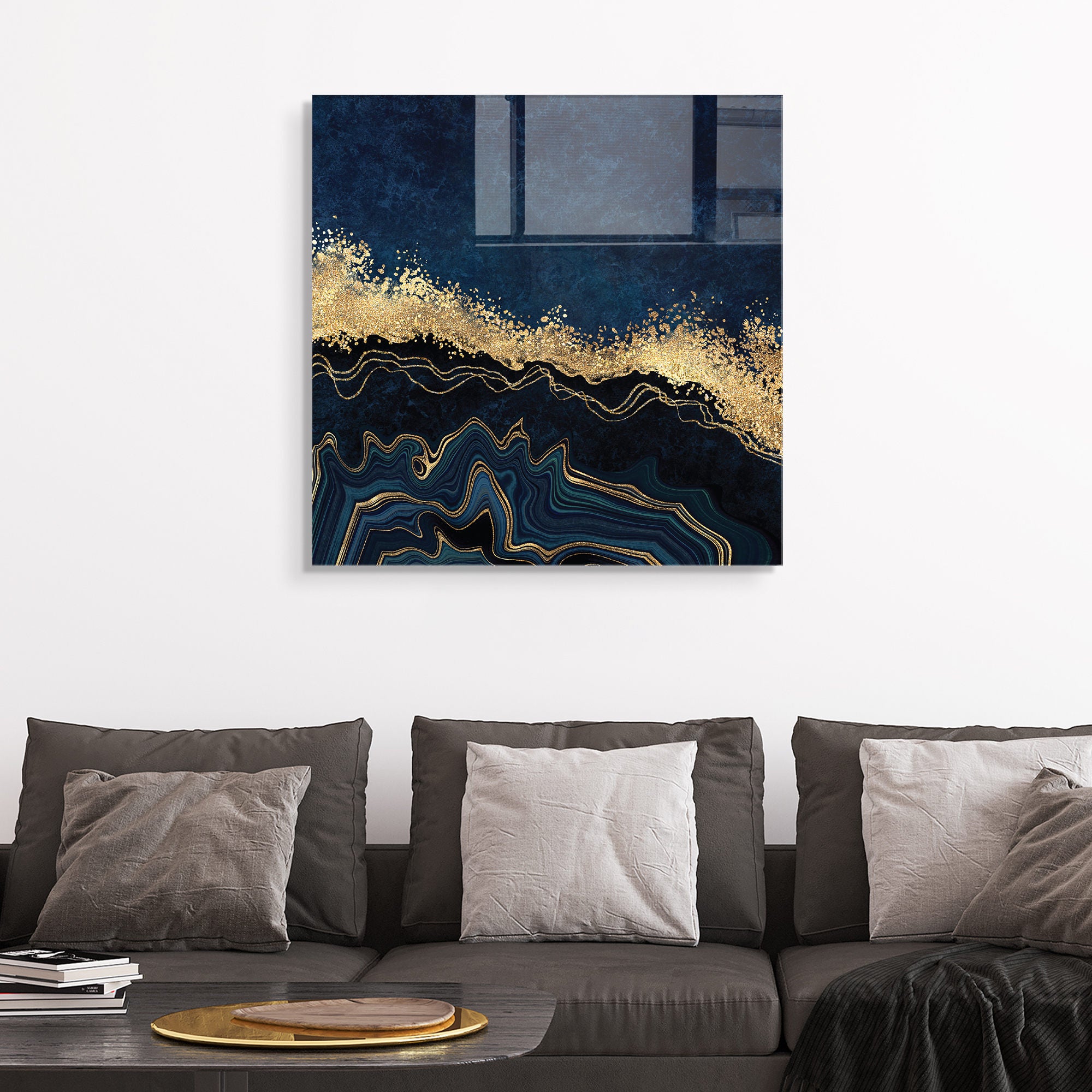 Pintura Decorativa em Vidro Temperado Multicolor 40x40cm - Arte Moderna para Decoração de Interiores