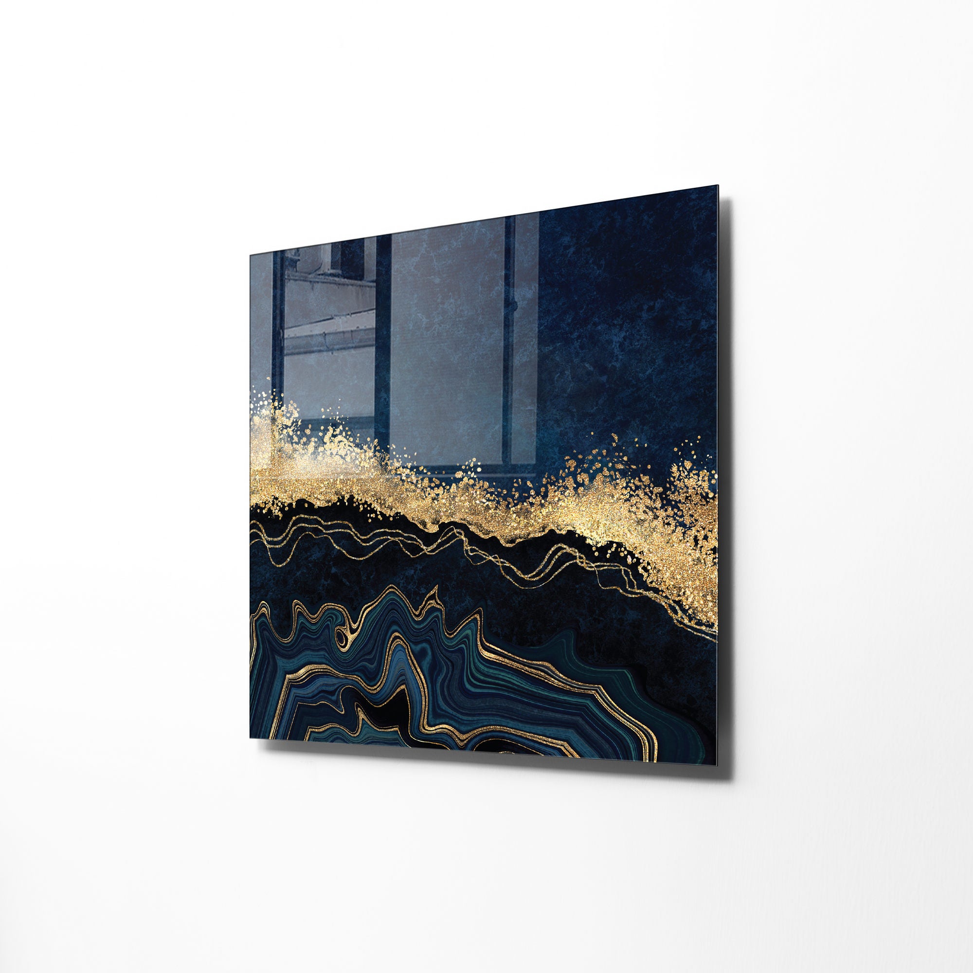 Pintura Decorativa em Vidro Temperado Multicolor 40x40cm - Arte Moderna para Decoração de Interiores