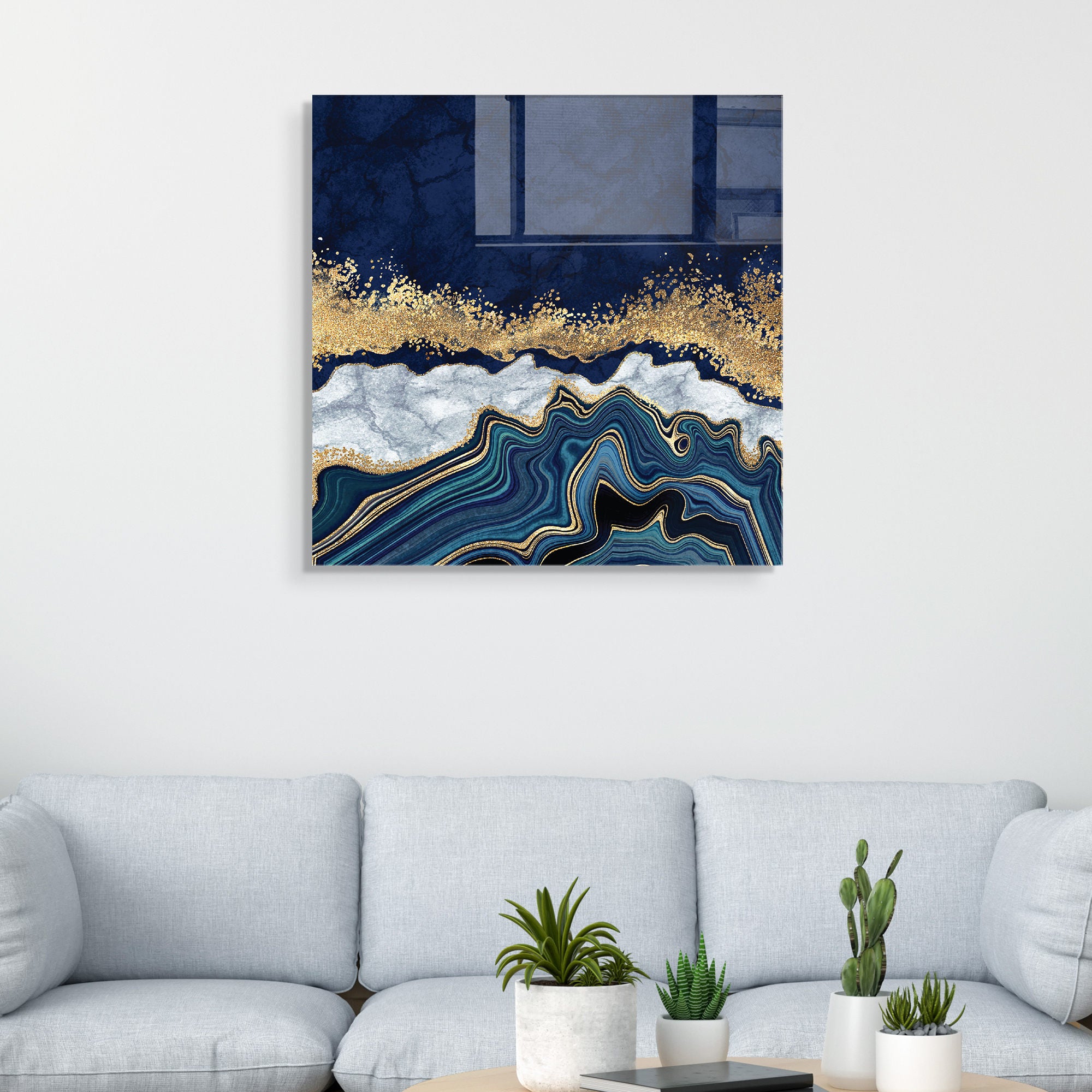 Pintura Decorativa em Vidro Temperado Multicolor 40x40cm - Arte Moderna para Decoração de Interiores