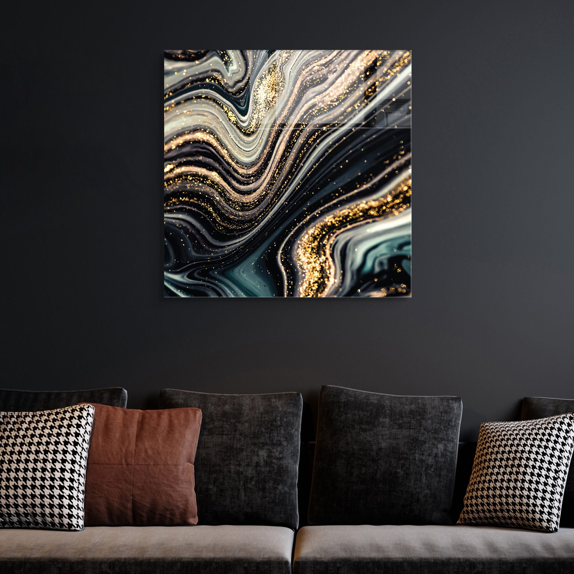 Pintura Decorativa em Vidro Temperado Multicolor 40x40cm - Arte Moderna para Decoração de Interiores