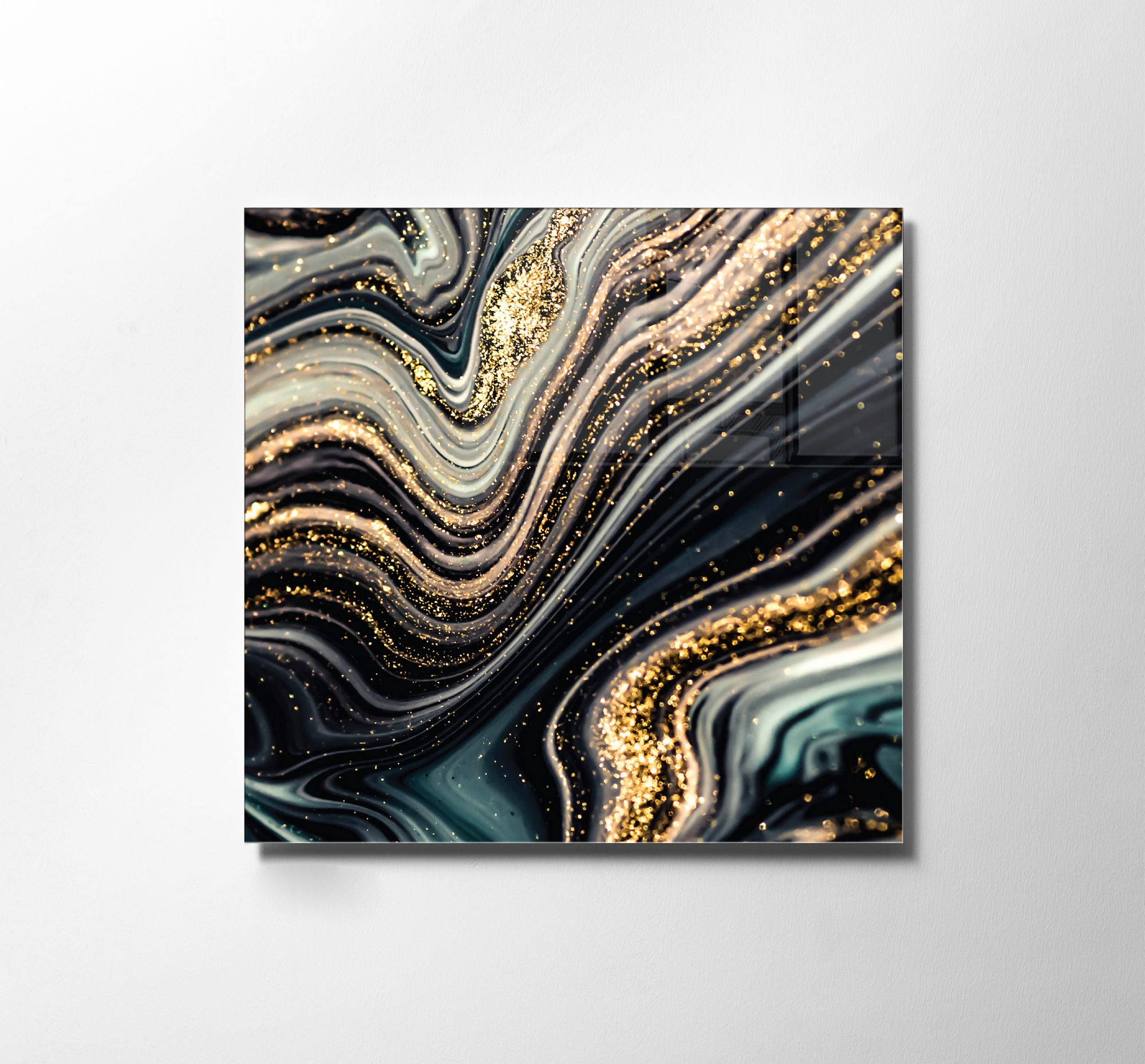 Pintura Decorativa em Vidro Temperado Multicolor 40x40cm - Arte Moderna para Decoração de Interiores