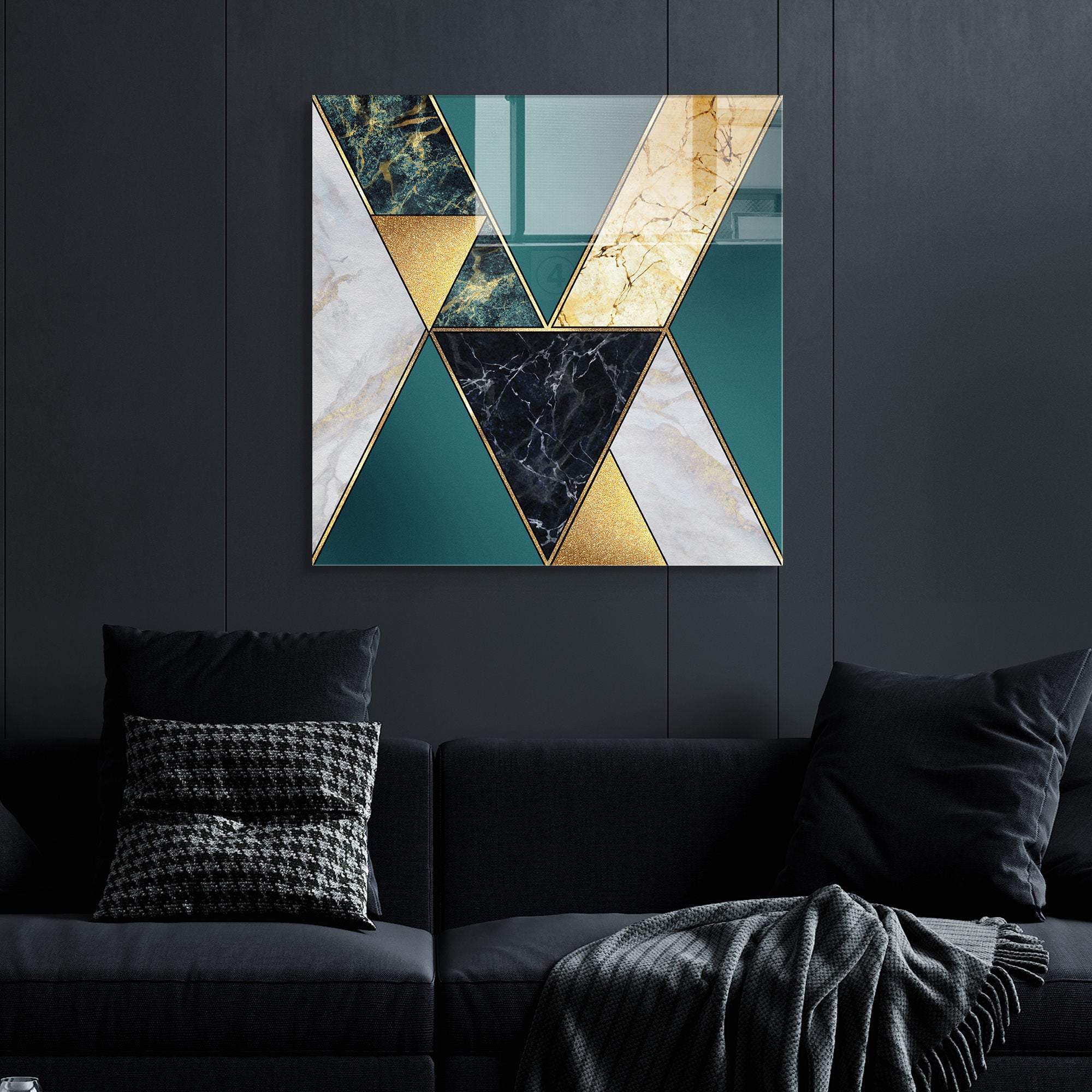 Pintura Decorativa em Vidro Temperado Multicolor 40x40cm - Arte Moderna para Decoração de Interiores