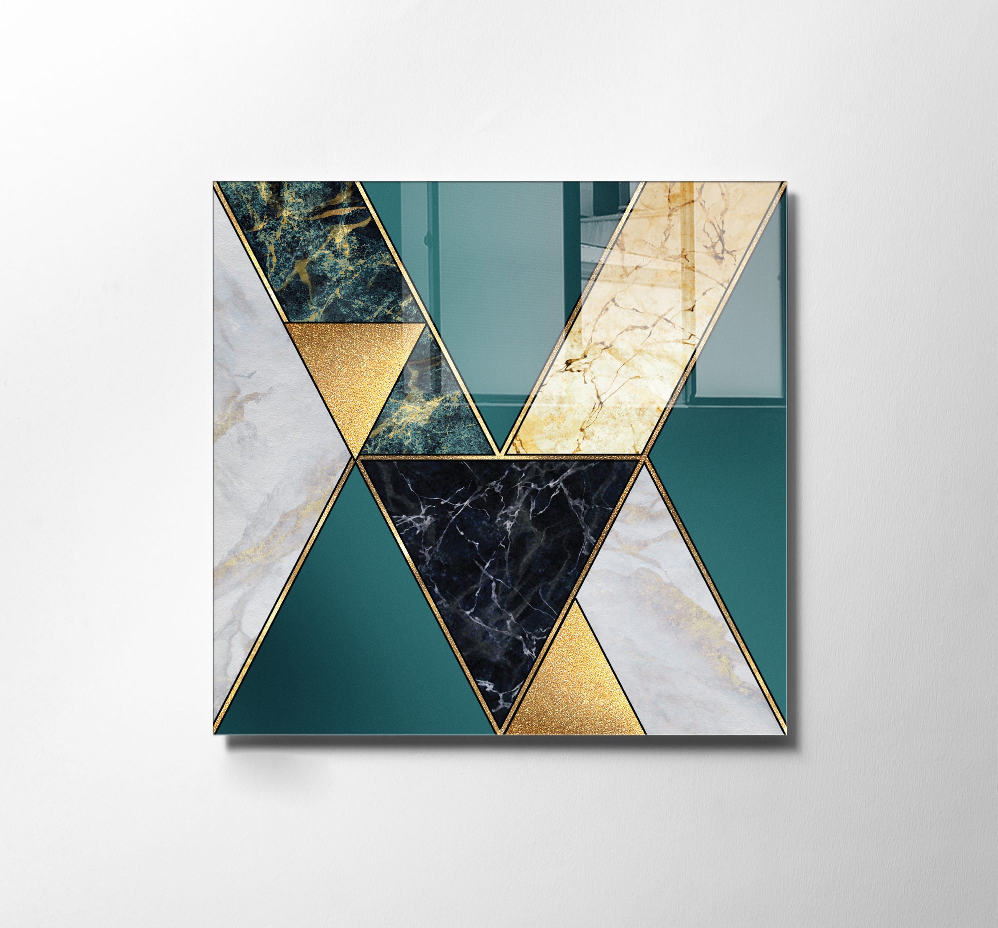 Pintura Decorativa em Vidro Temperado Multicolor 40x40cm - Arte Moderna para Decoração de Interiores