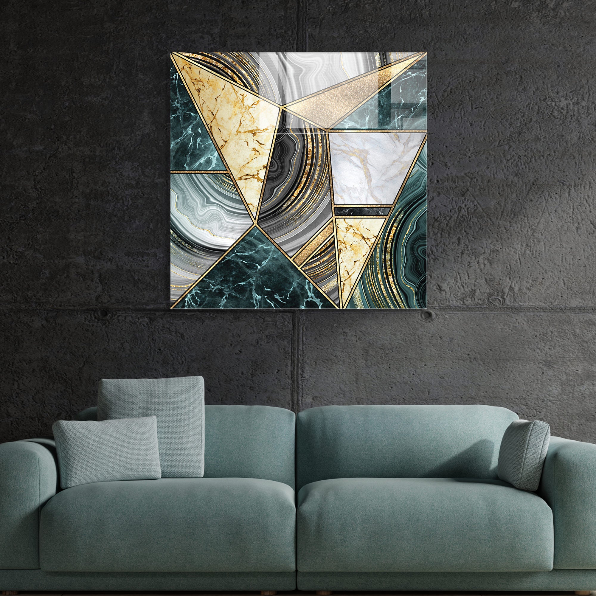 Pintura Decorativa em Vidro Temperado Multicolor 40x40cm - Arte Moderna para Decoração de Interiores