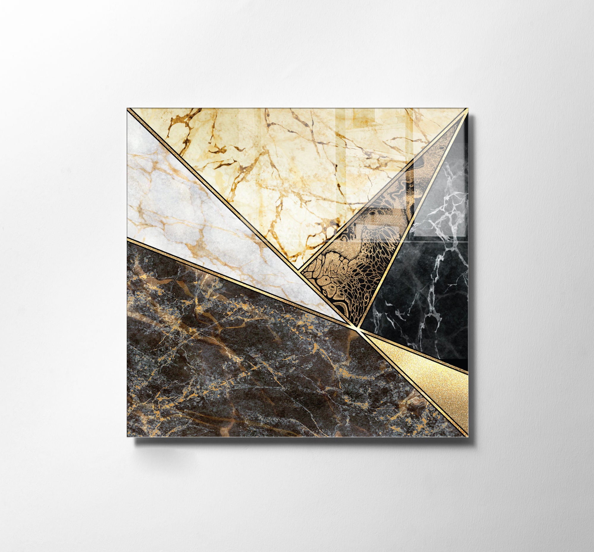 Pintura Decorativa em Vidro Temperado Multicolor 40x40cm - Arte Moderna para Decoração de Interiores