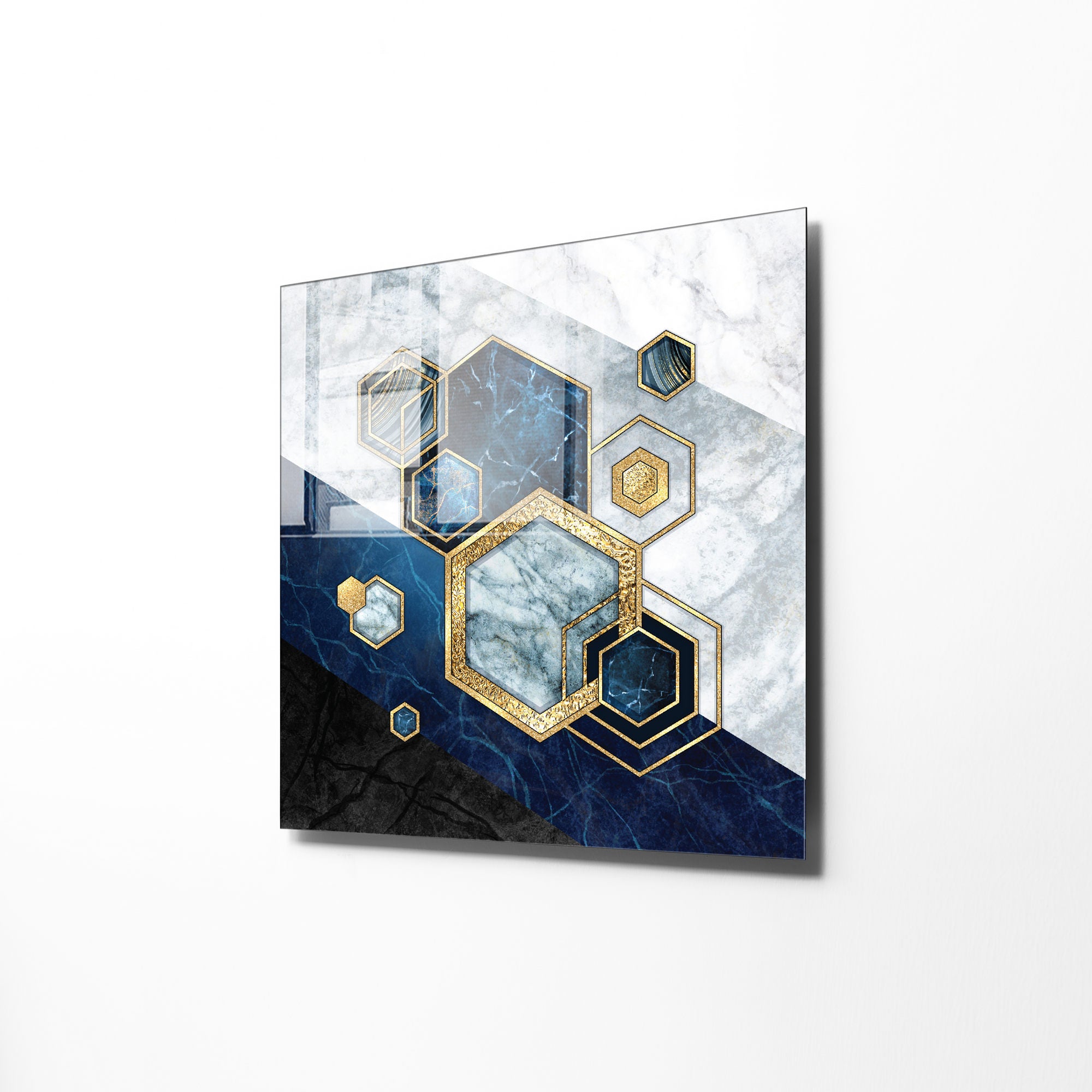 Pintura Decorativa em Vidro Temperado Multicolor 40x40cm - Arte Moderna para Decoração de Interiores