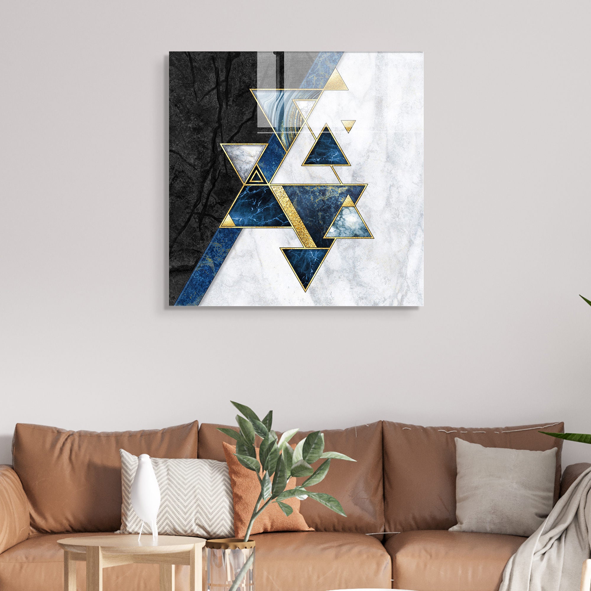 Pintura Decorativa em Vidro Temperado Multicolor 40x40cm - Arte Moderna para Decoração de Interiores