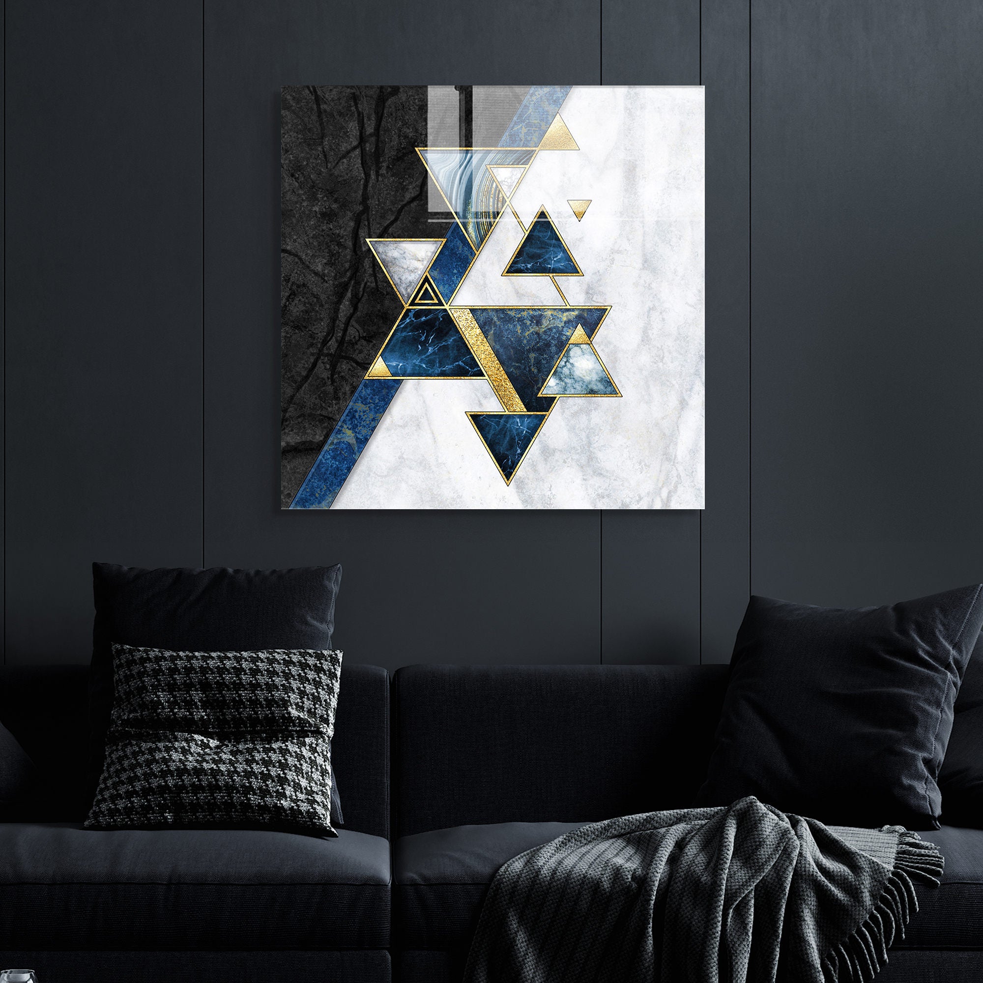 Pintura Decorativa em Vidro Temperado Multicolor 40x40cm - Arte Moderna para Decoração de Interiores