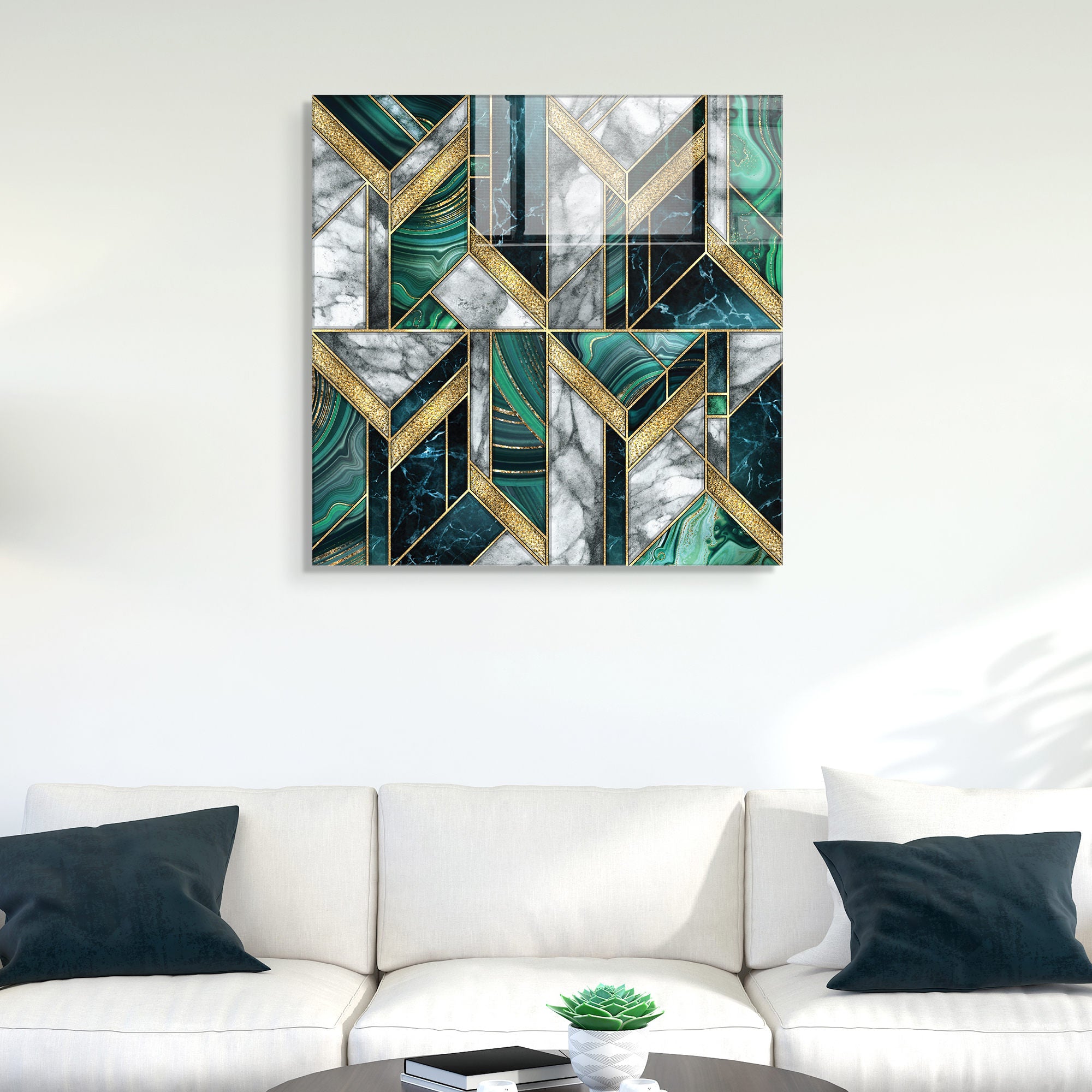 Pintura Decorativa em Vidro Temperado Multicolor 40x40cm - Arte Moderna para Decoração de Interiores