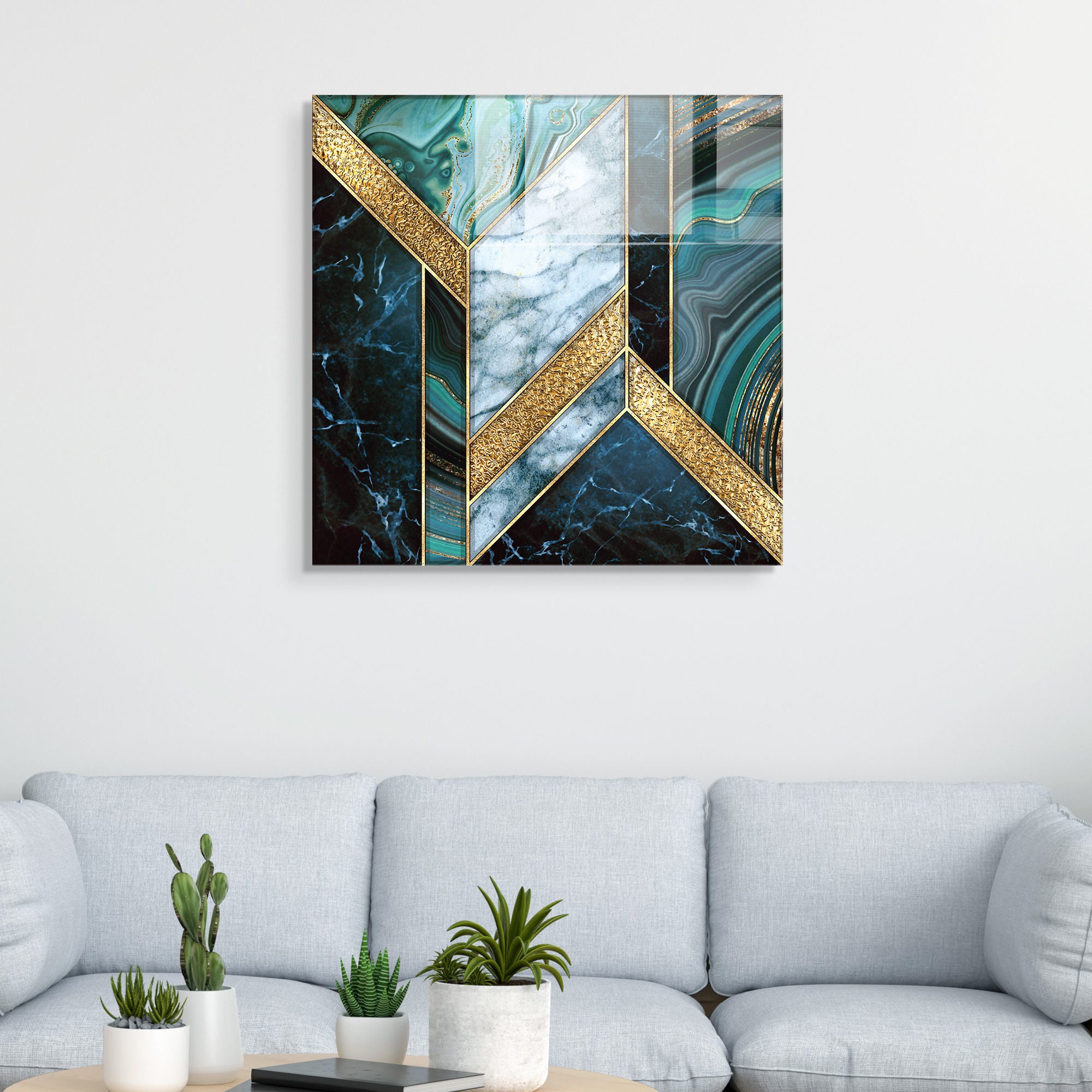 Pintura Decorativa em Vidro Temperado Multicolor 40x40cm - Arte Moderna para Decoração de Interiores