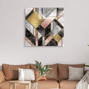 Pintura Decorativa em Vidro Temperado Multicolor 40x40cm - Arte Moderna para Decoração de Interiores