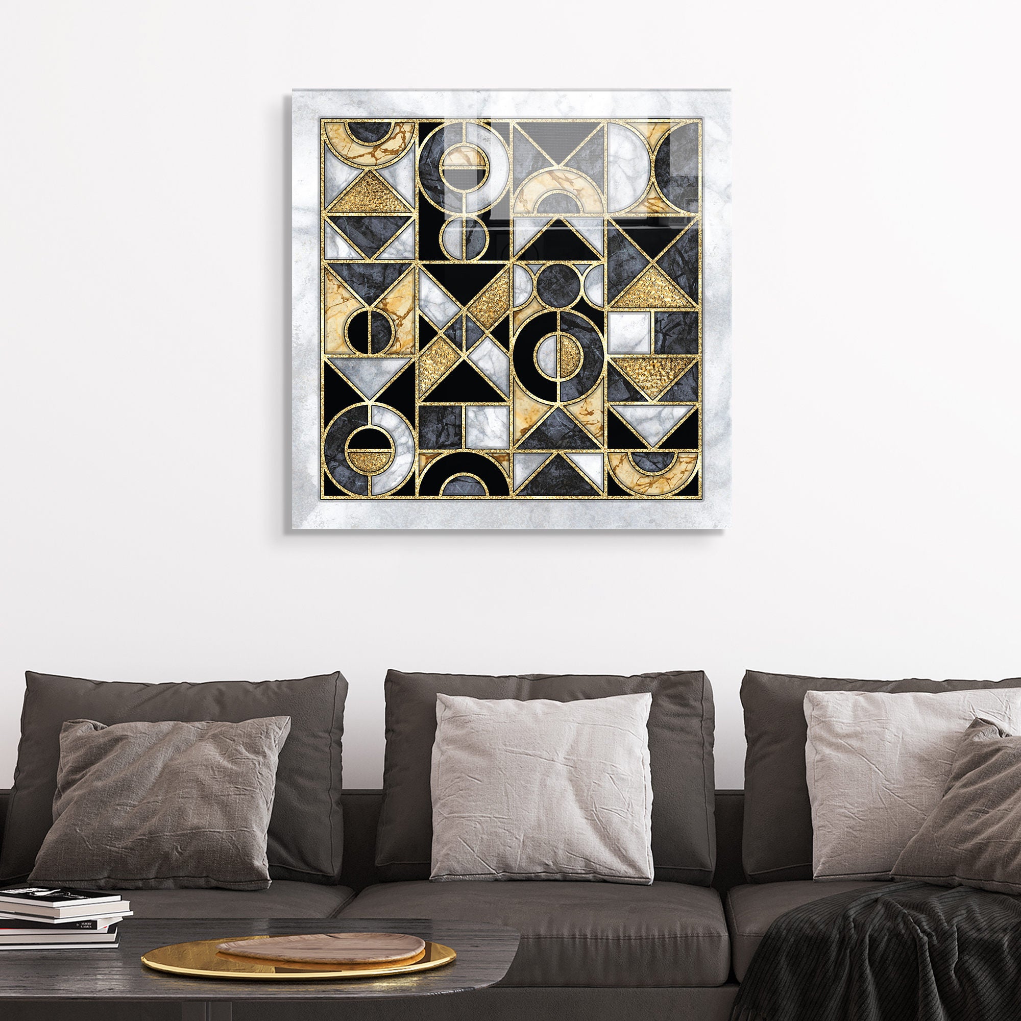 Pintura Decorativa em Vidro Temperado Multicolor 40x40cm - Arte Moderna para Decoração de Interiores