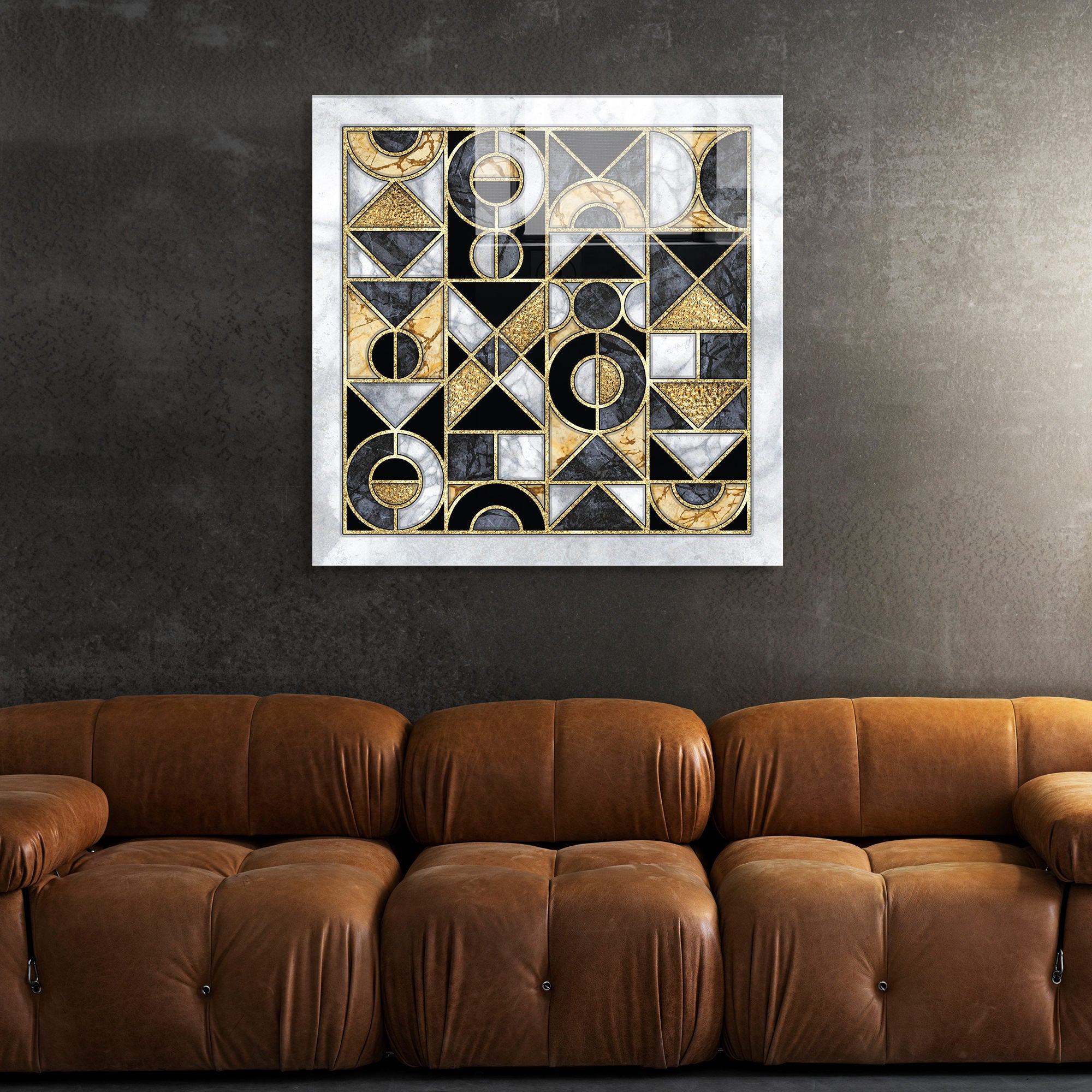 Pintura Decorativa em Vidro Temperado Multicolor 40x40cm - Arte Moderna para Decoração de Interiores