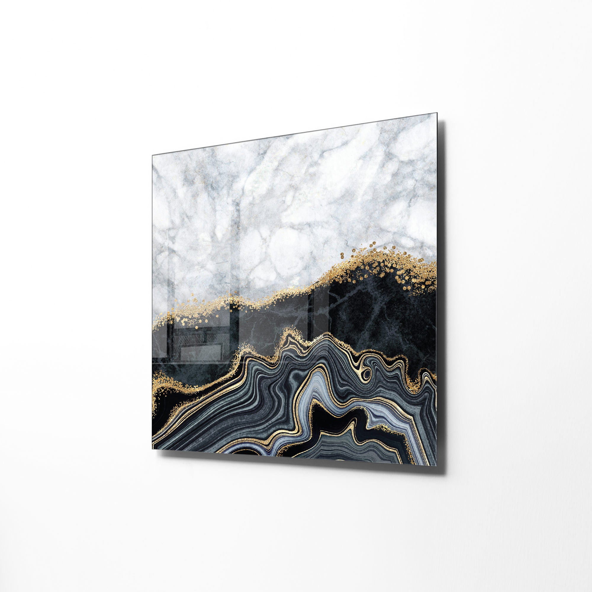 Pintura Decorativa em Vidro Temperado Multicolor 40x40cm - Arte Moderna para Decoração de Interiores