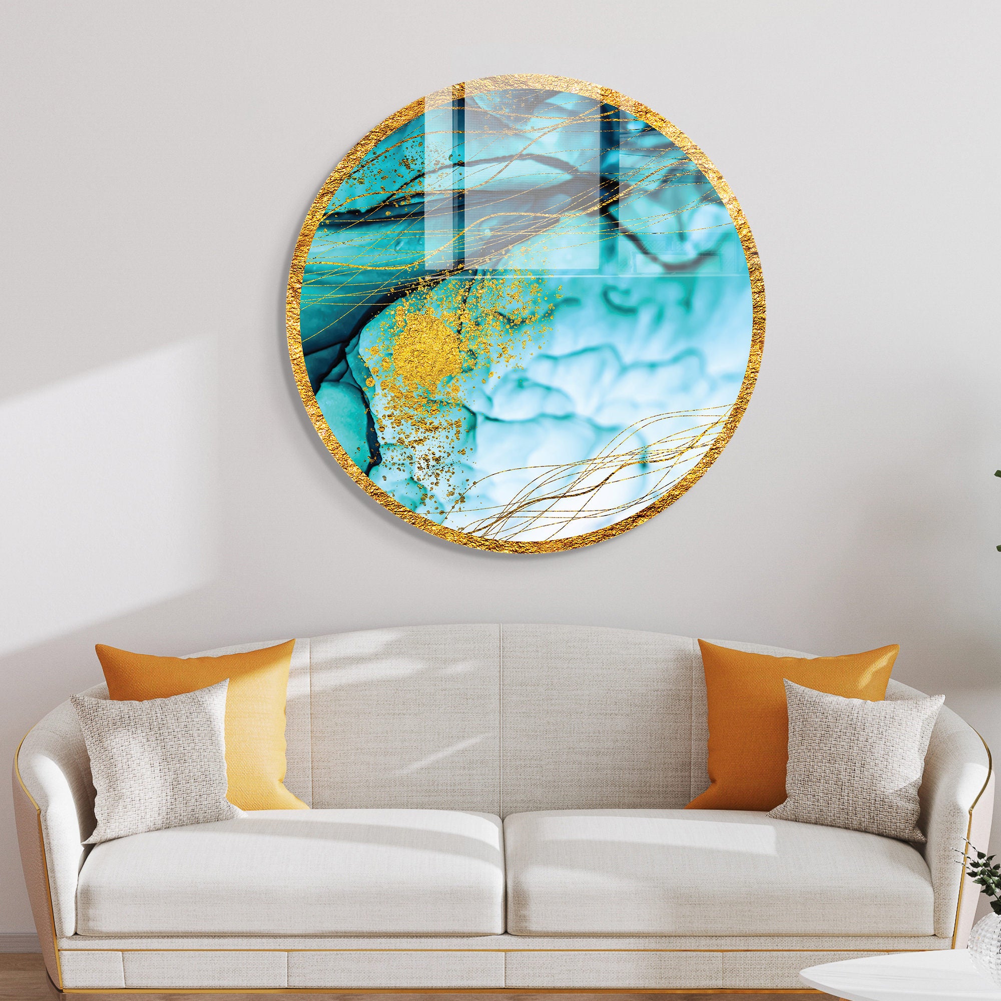 Pintura Decorativa em Vidro Temperado Multicolor - 60cm de Diâmetro, Espessura 4mm