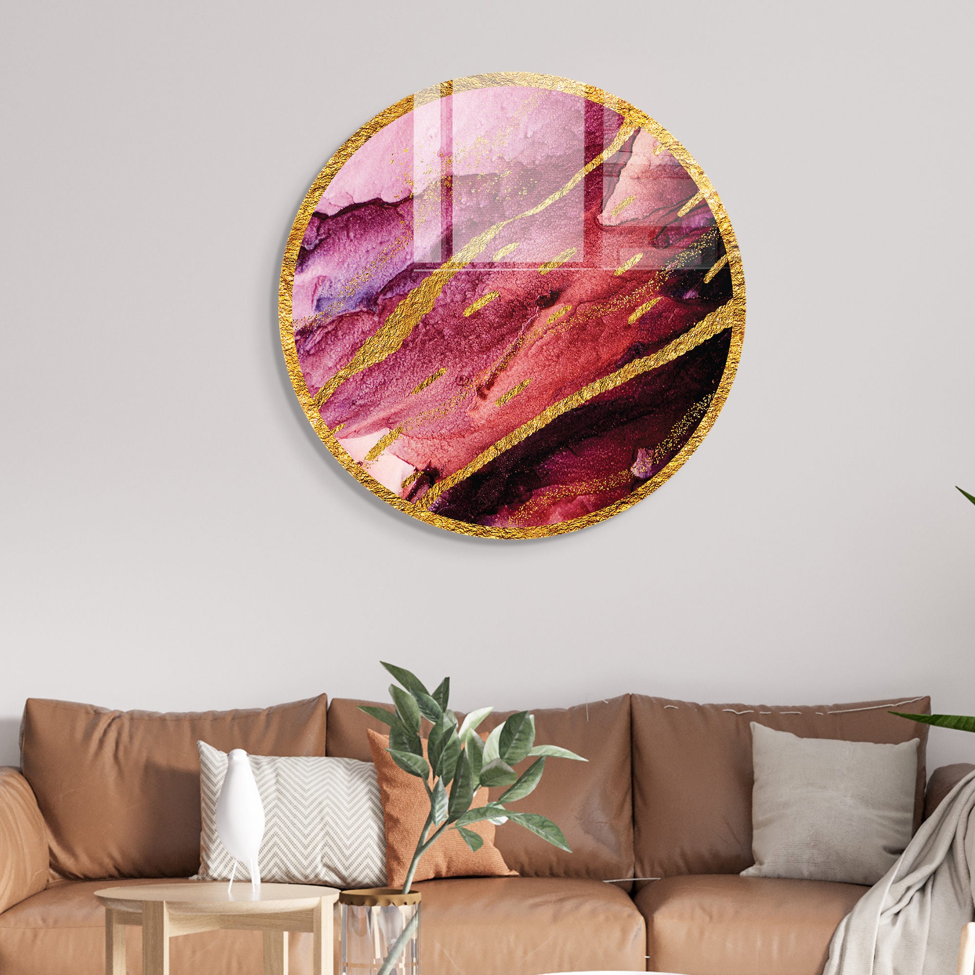 Pintura Decorativa em Vidro Temperado Multicolor - 60cm de Diâmetro, Espessura 4mm