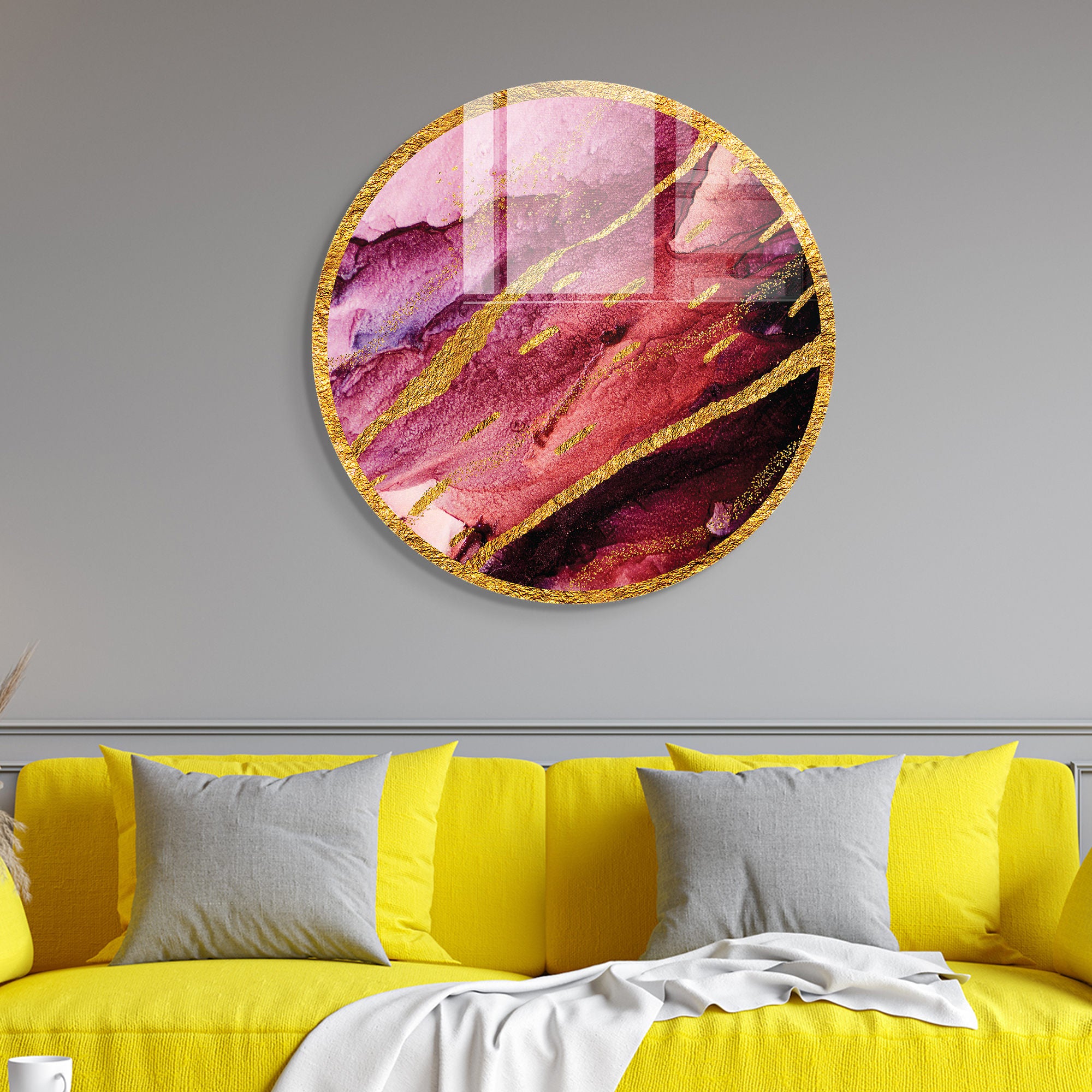 Pintura Decorativa em Vidro Temperado Multicolor - 60cm de Diâmetro, Espessura 4mm