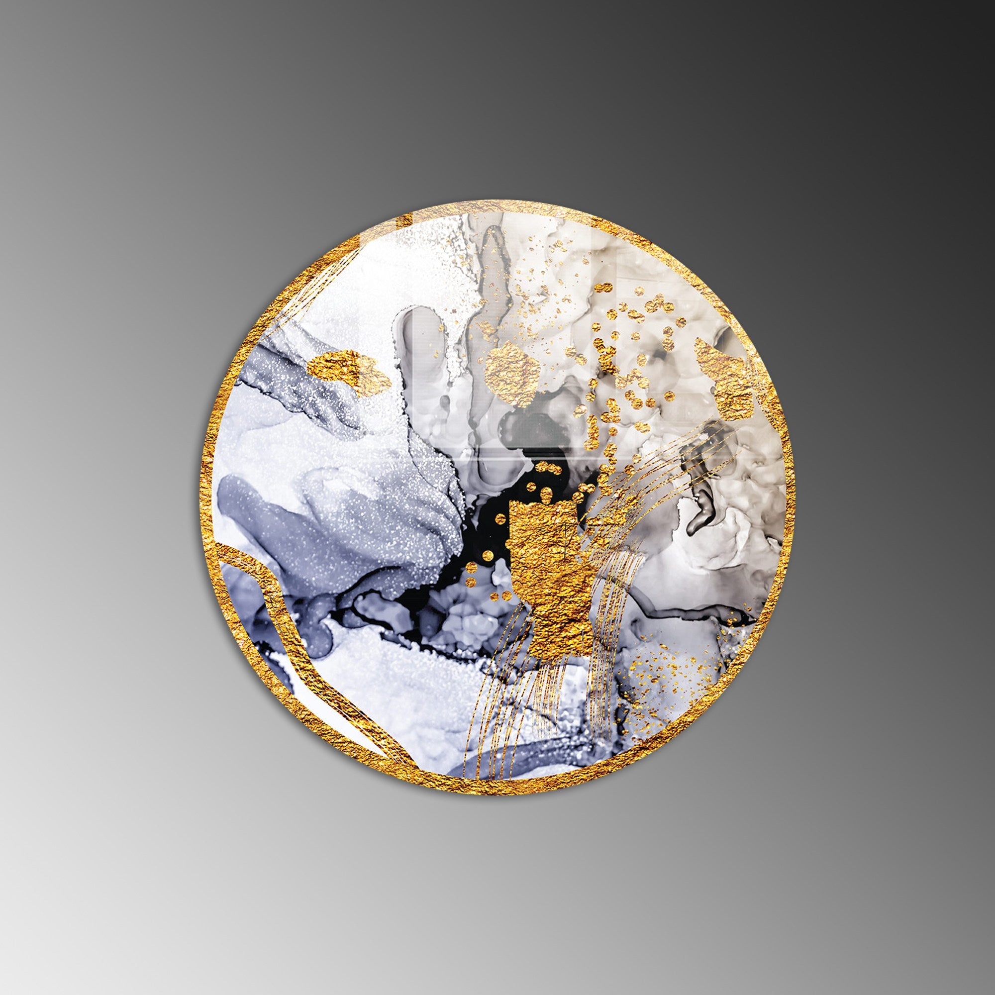 Pintura Decorativa em Vidro Temperado Multicolor - 60cm de Diâmetro, Espessura 4mm