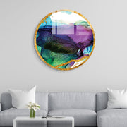 Pintura Decorativa em Vidro Temperado Multicolor - 60cm de Diâmetro, Espessura 4mm