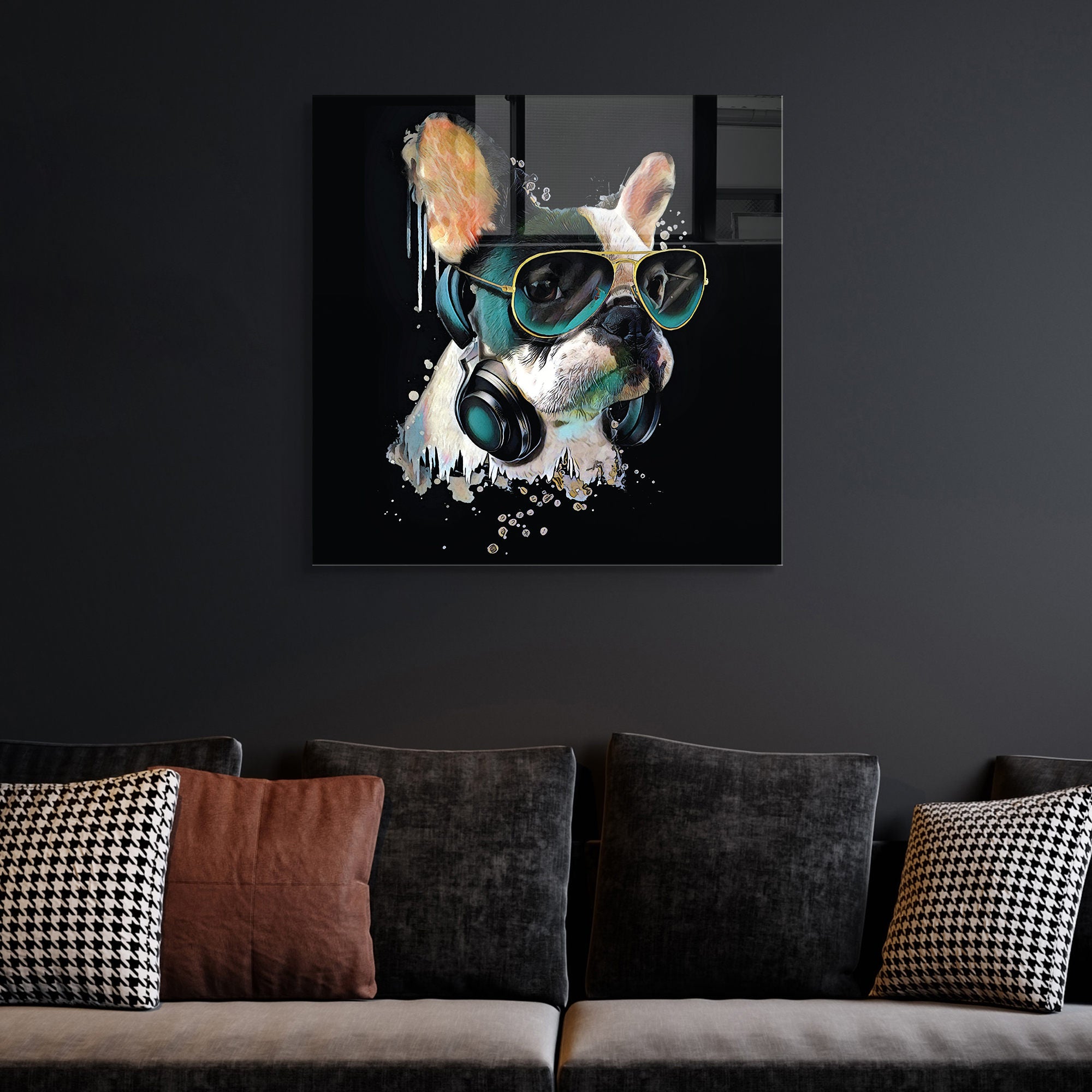 Pintura Decorativa em Vidro Temperado Multicolor 40x40cm - Arte Moderna para Decoração de Interiores