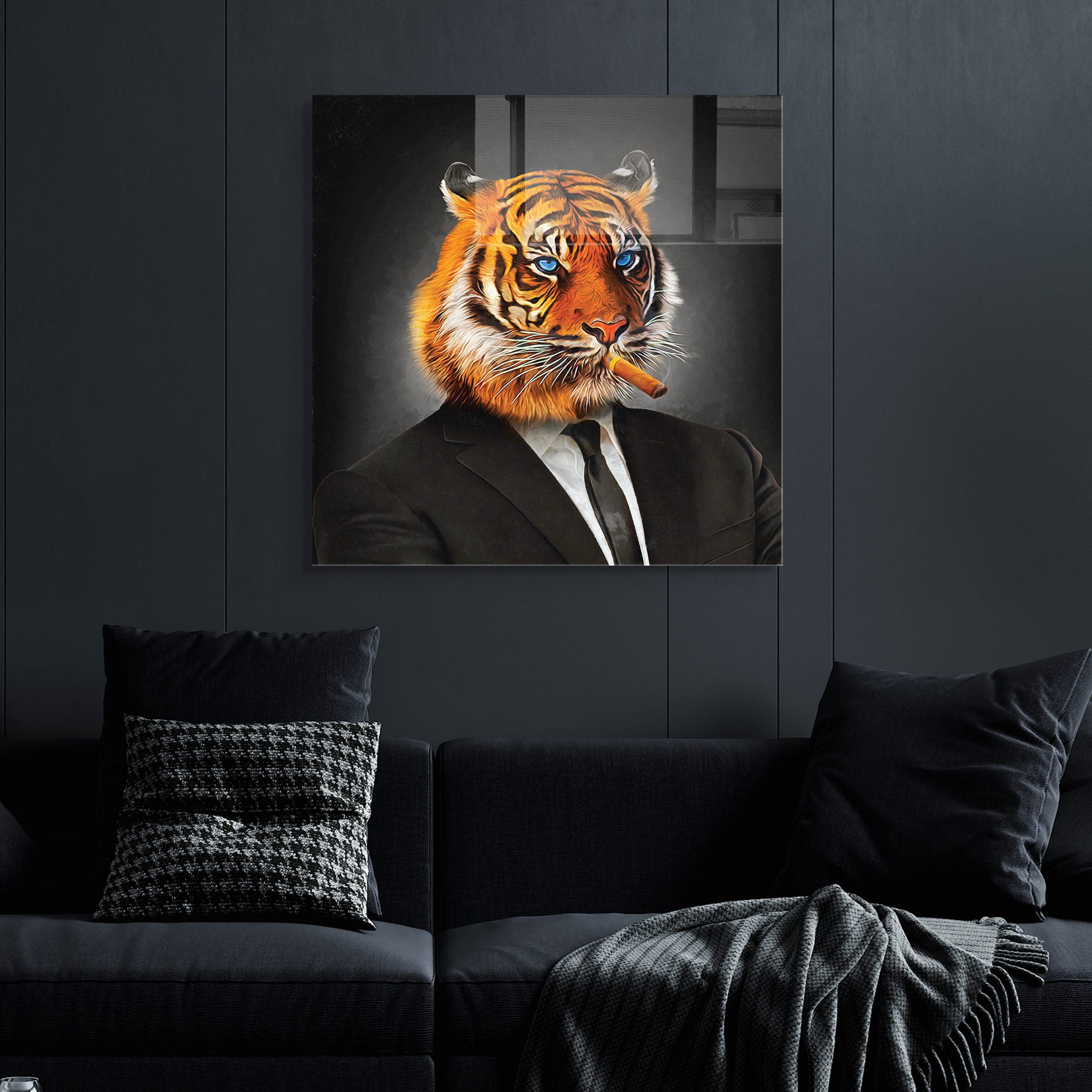 Pintura Decorativa em Vidro Temperado Multicolor 40x40cm - Arte Moderna para Decoração de Interiores