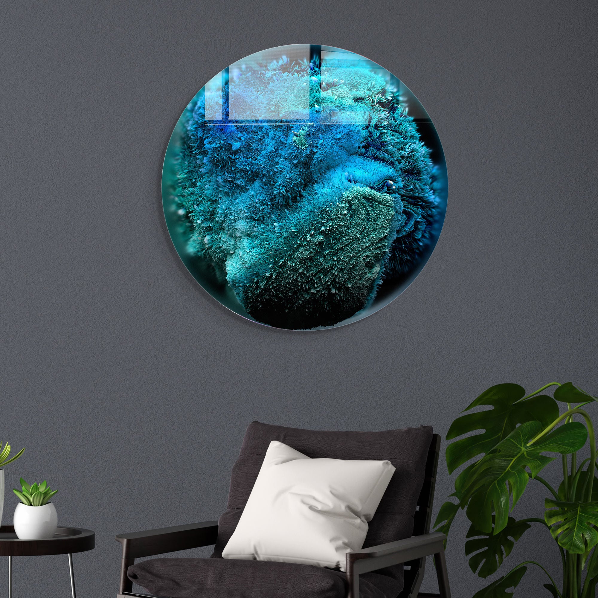 Pintura Decorativa em Vidro Temperado Multicolor - 60cm de Diâmetro, Espessura 4mm